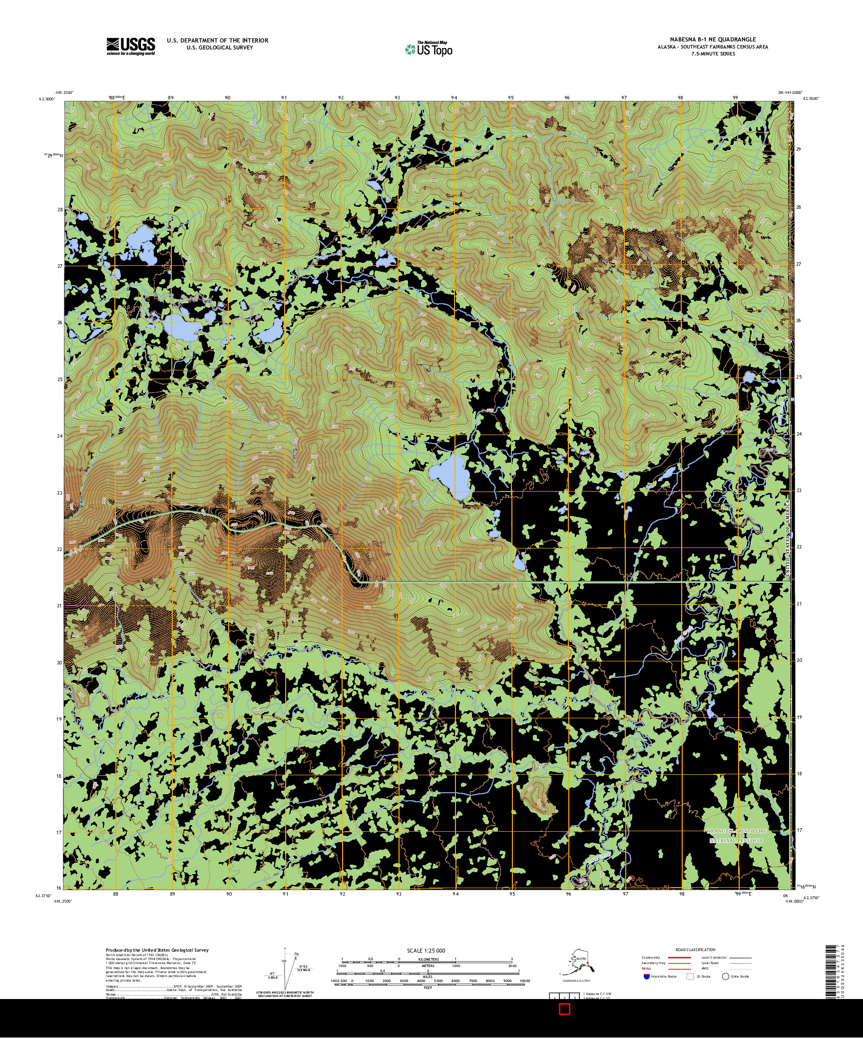 US TOPO 7.5-MINUTE MAP FOR NABESNA B-1 NE, AK,YT