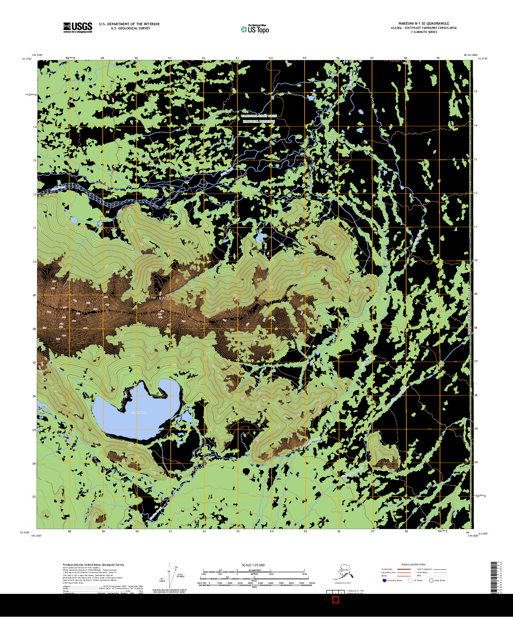 US TOPO 7.5-MINUTE MAP FOR NABESNA B-1 SE, AK,YT