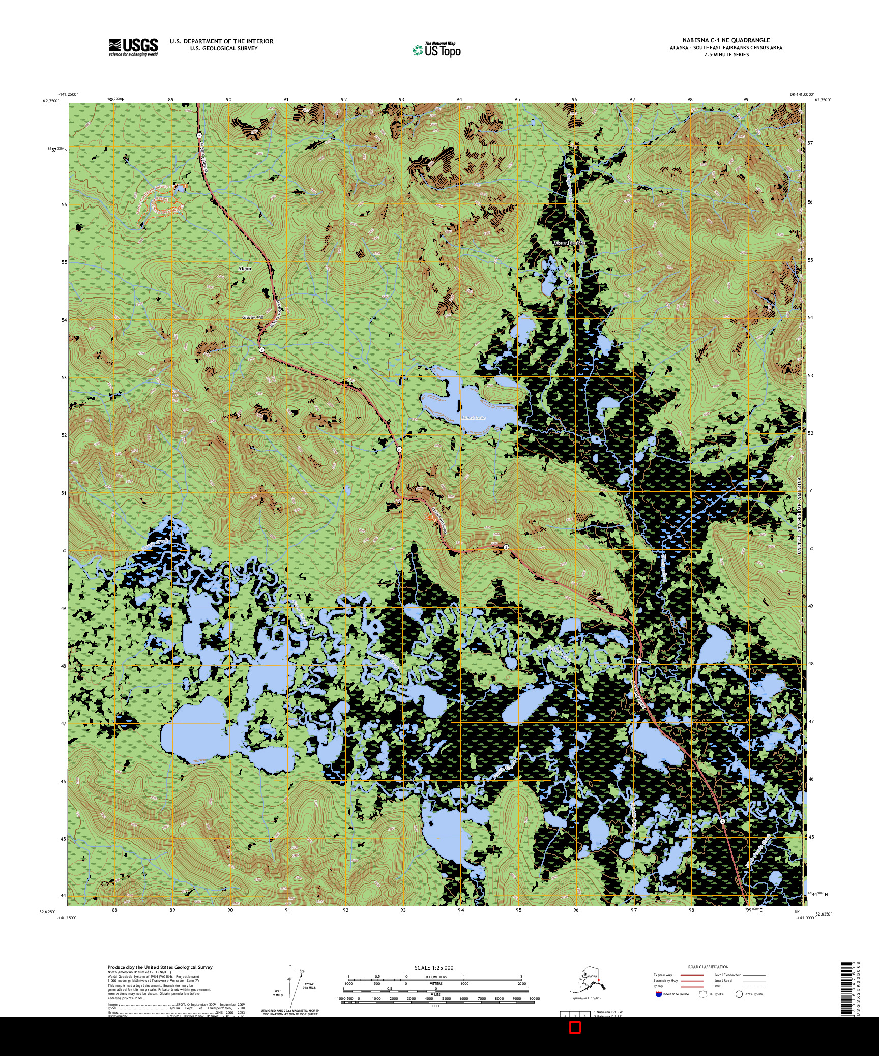 US TOPO 7.5-MINUTE MAP FOR NABESNA C-1 NE, AK,YT