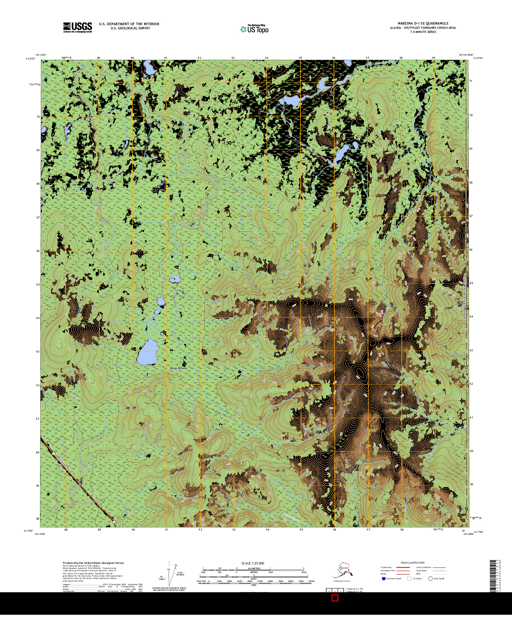 US TOPO 7.5-MINUTE MAP FOR NABESNA D-1 SE, AK,YT