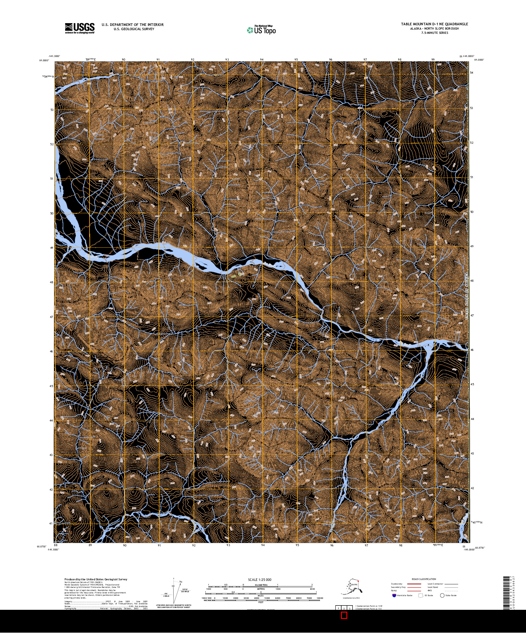 US TOPO 7.5-MINUTE MAP FOR TABLE MOUNTAIN D-1 NE, AK,YT