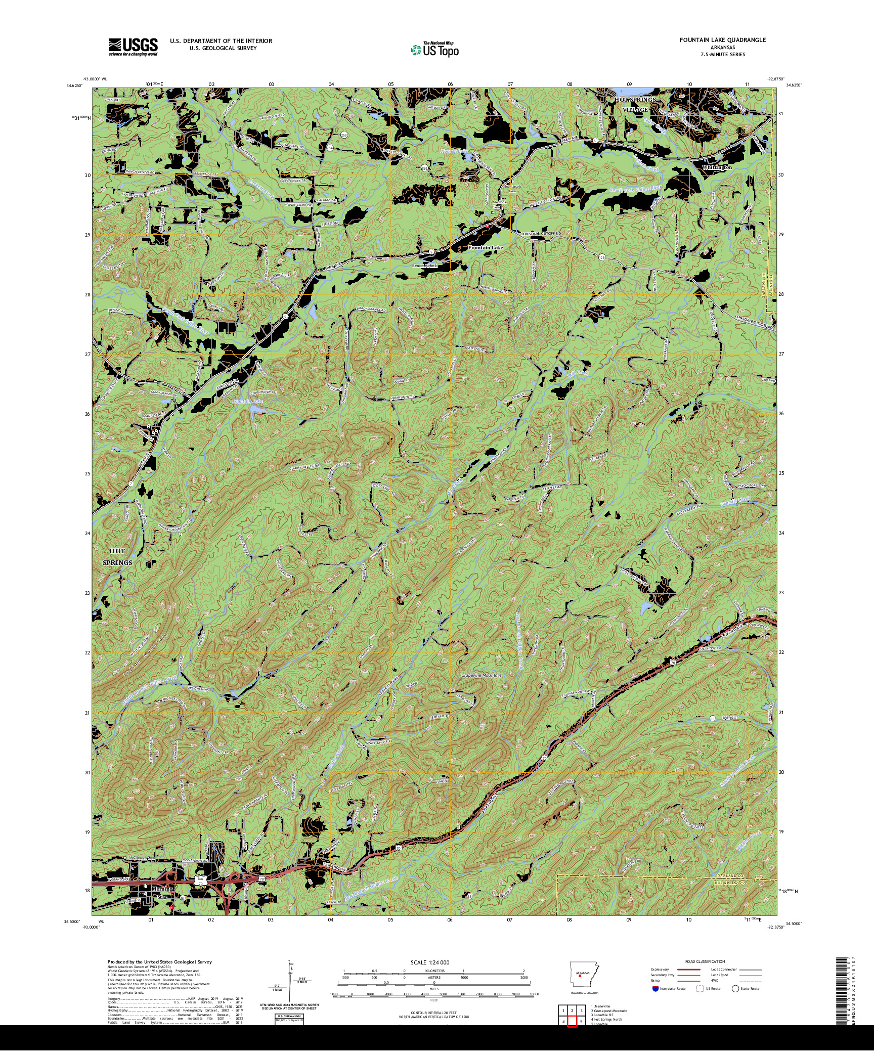 US TOPO 7.5-MINUTE MAP FOR FOUNTAIN LAKE, AR