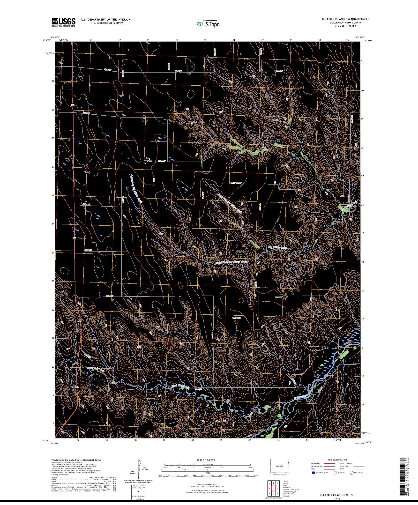 US TOPO 7.5-MINUTE MAP FOR BEECHER ISLAND NW, CO