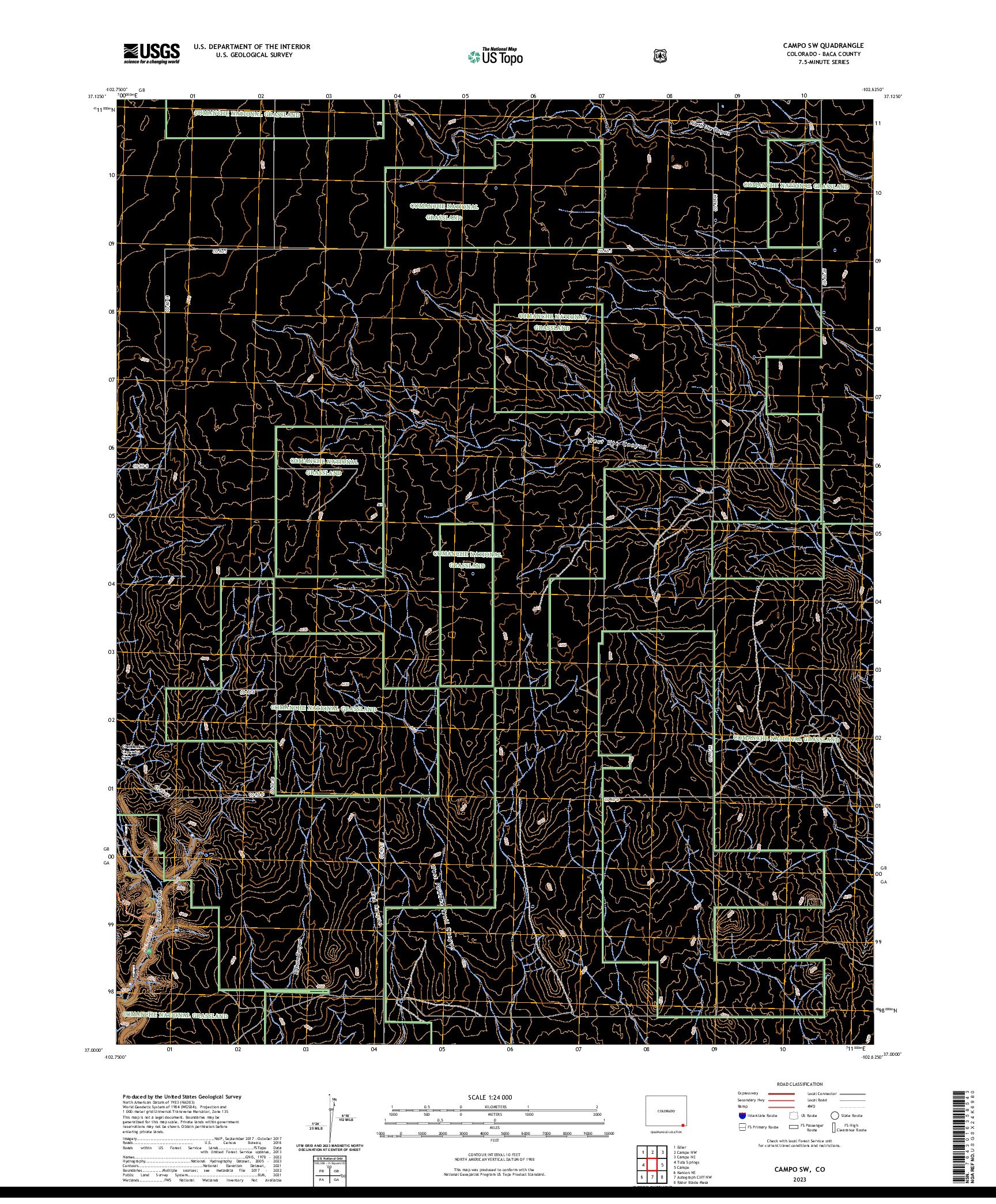 US TOPO 7.5-MINUTE MAP FOR CAMPO SW, CO