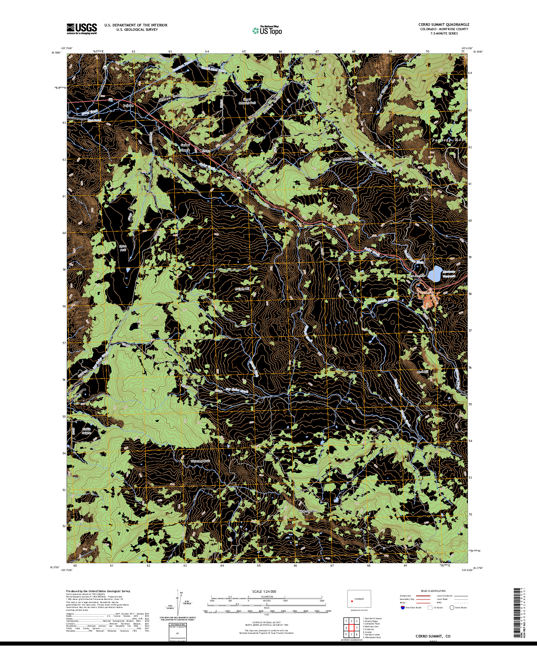 US TOPO 7.5-MINUTE MAP FOR CERRO SUMMIT, CO