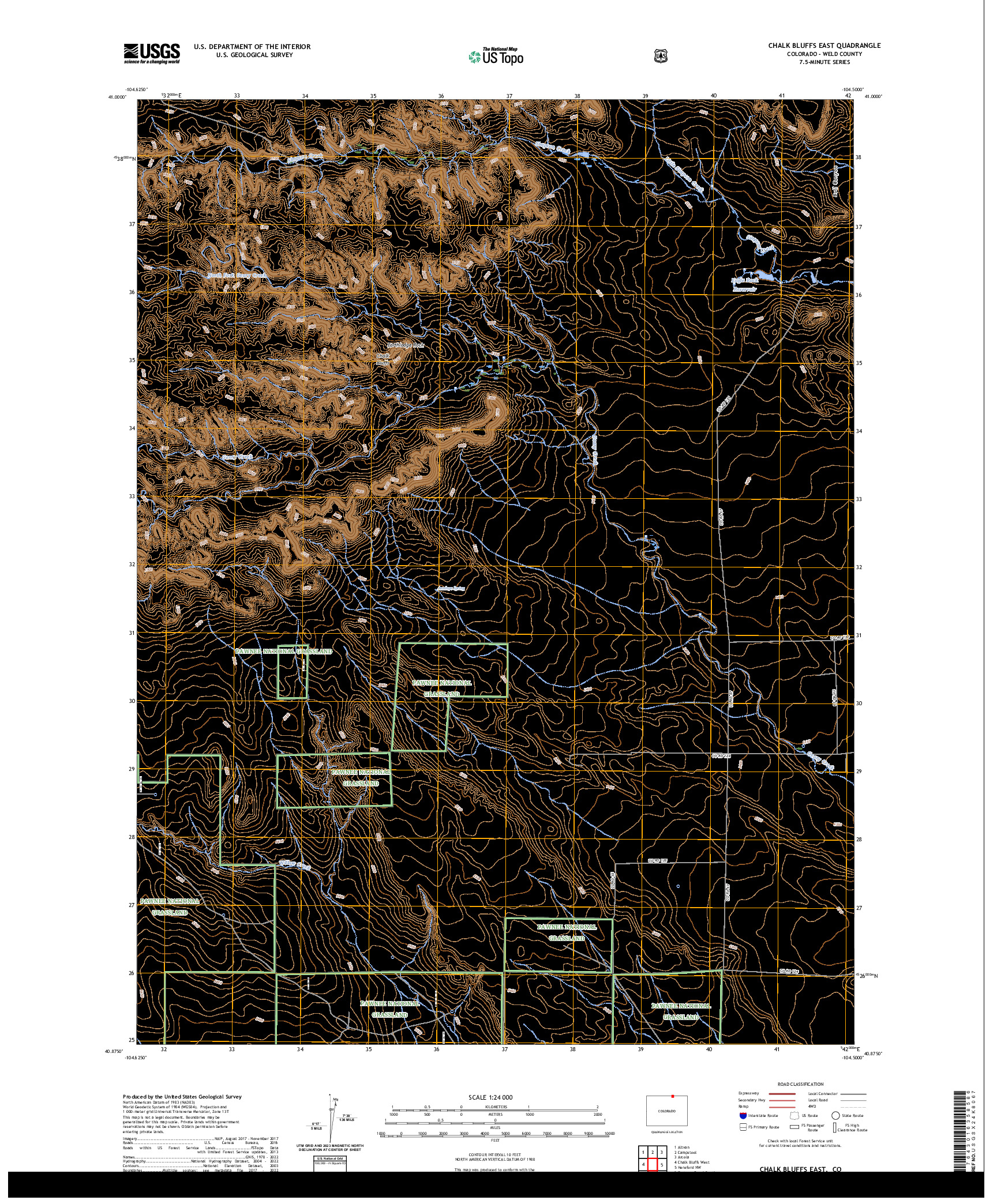 US TOPO 7.5-MINUTE MAP FOR CHALK BLUFFS EAST, CO