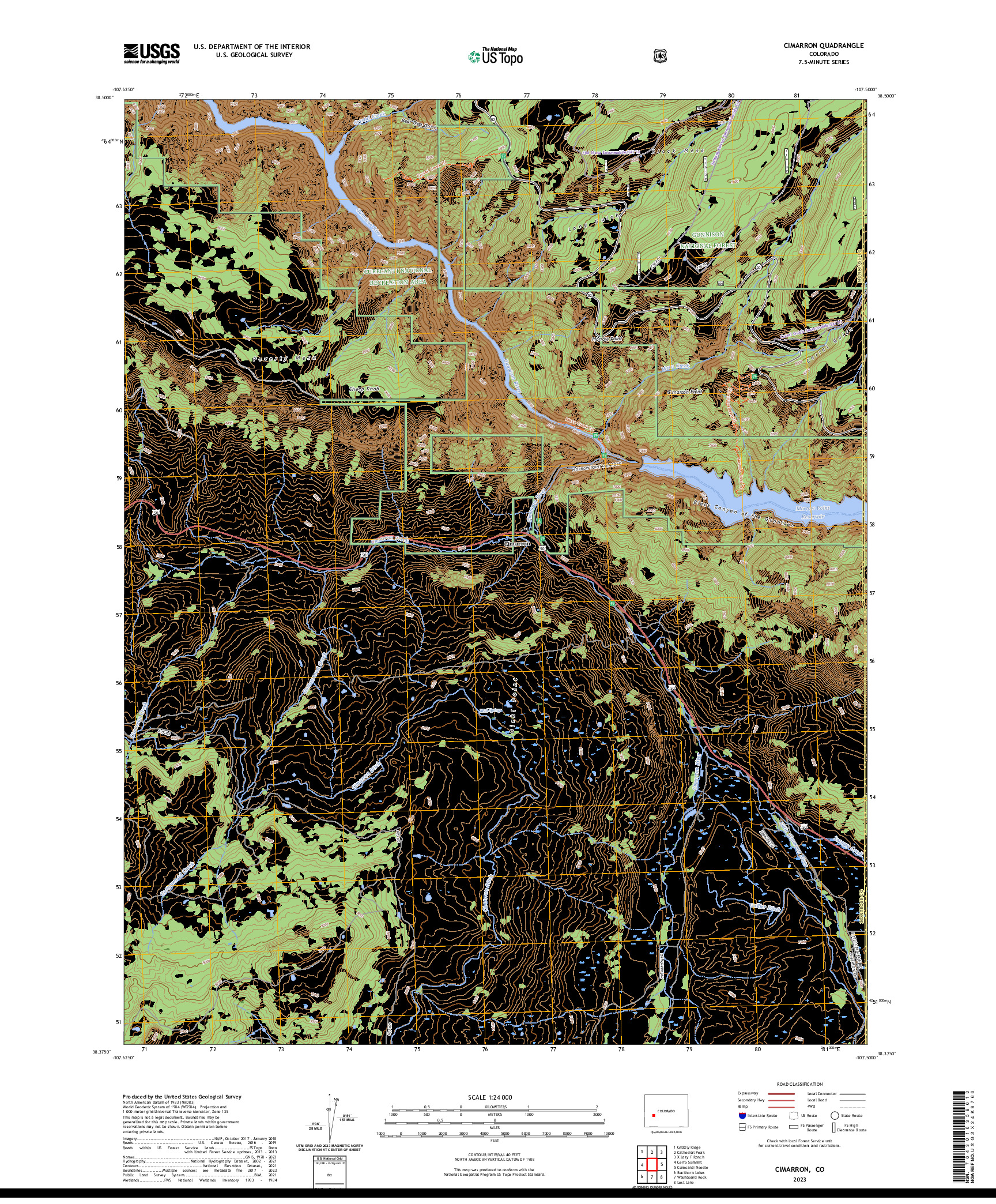 US TOPO 7.5-MINUTE MAP FOR CIMARRON, CO