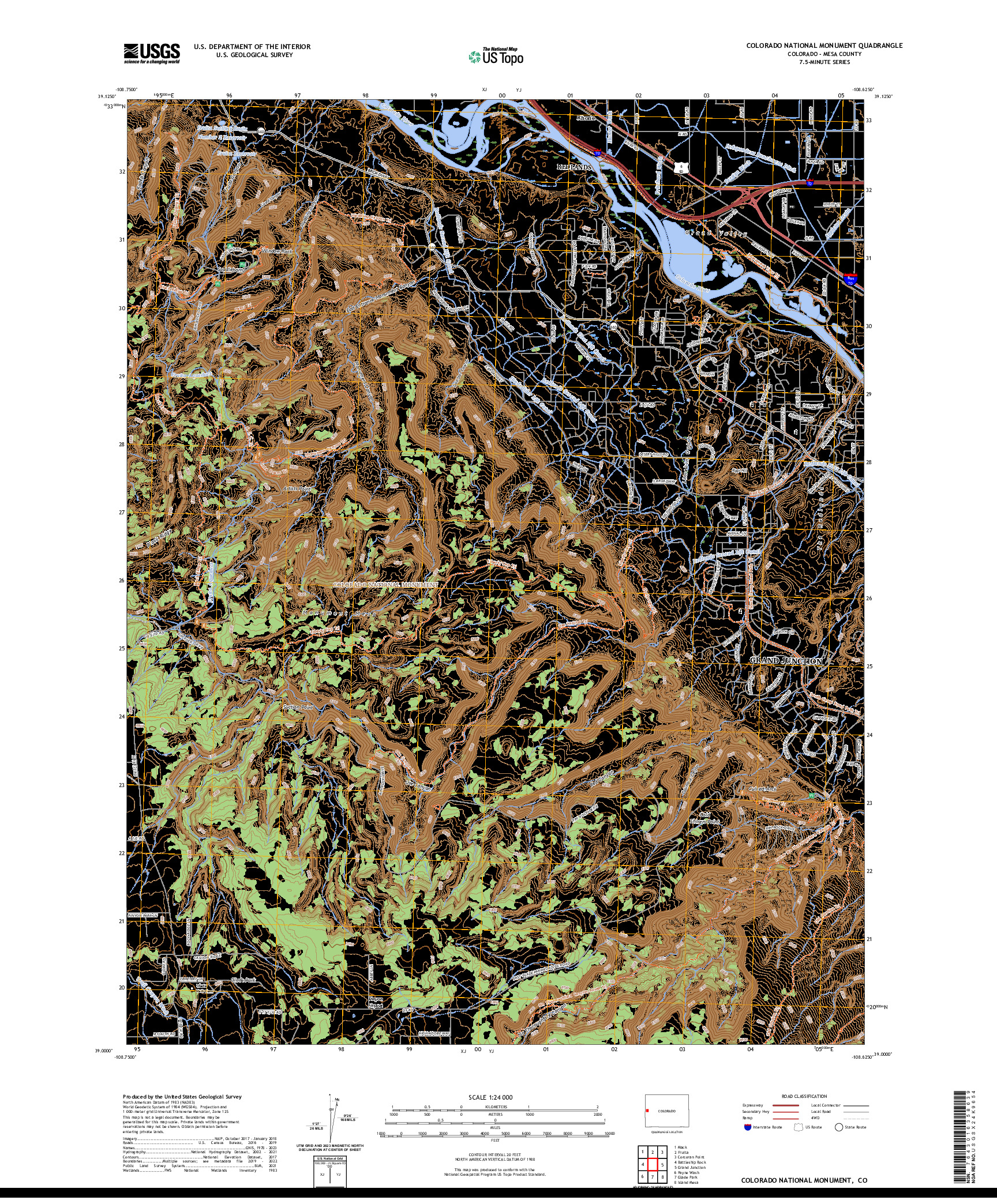 US TOPO 7.5-MINUTE MAP FOR COLORADO NATIONAL MONUMENT, CO