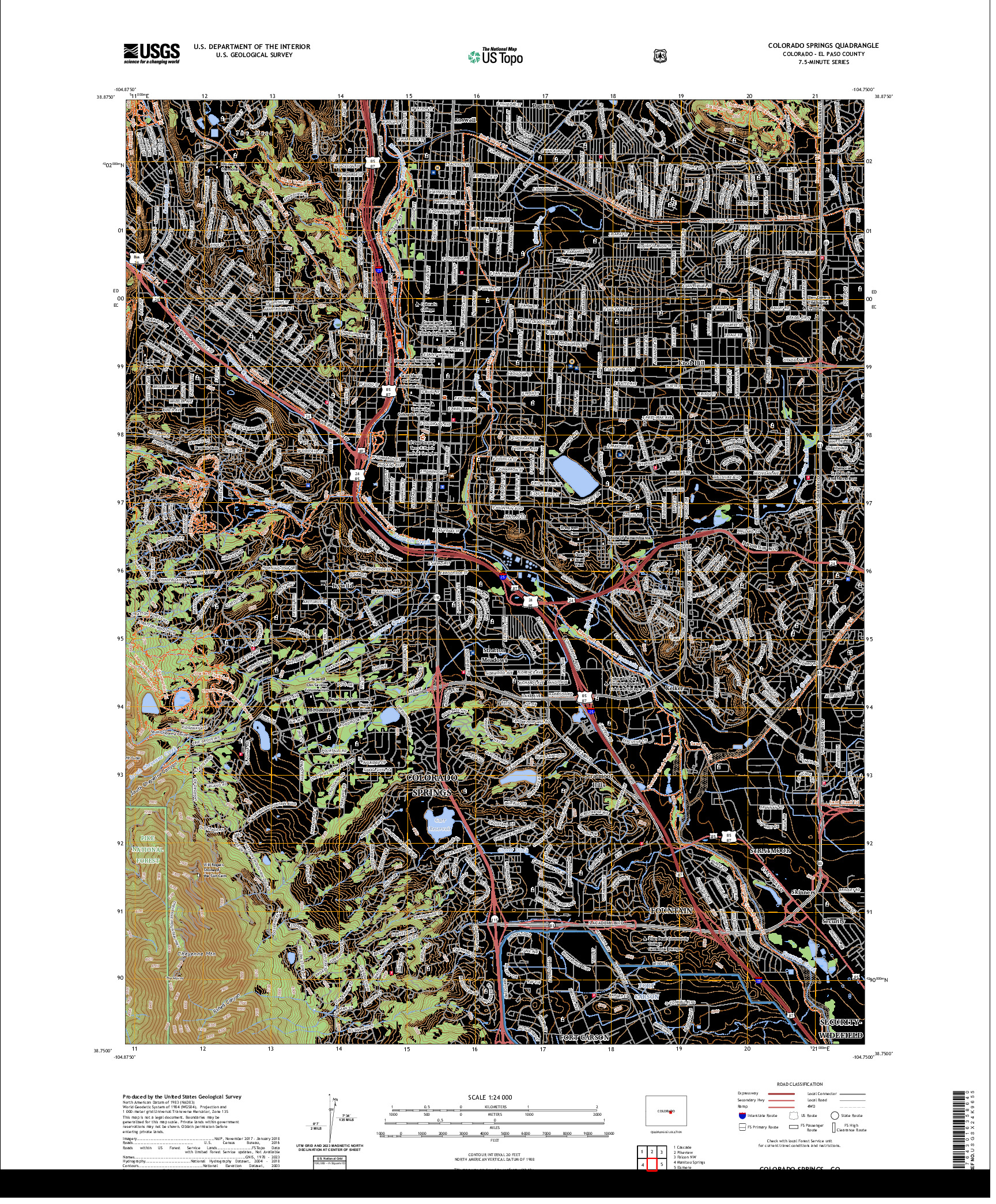 US TOPO 7.5-MINUTE MAP FOR COLORADO SPRINGS, CO