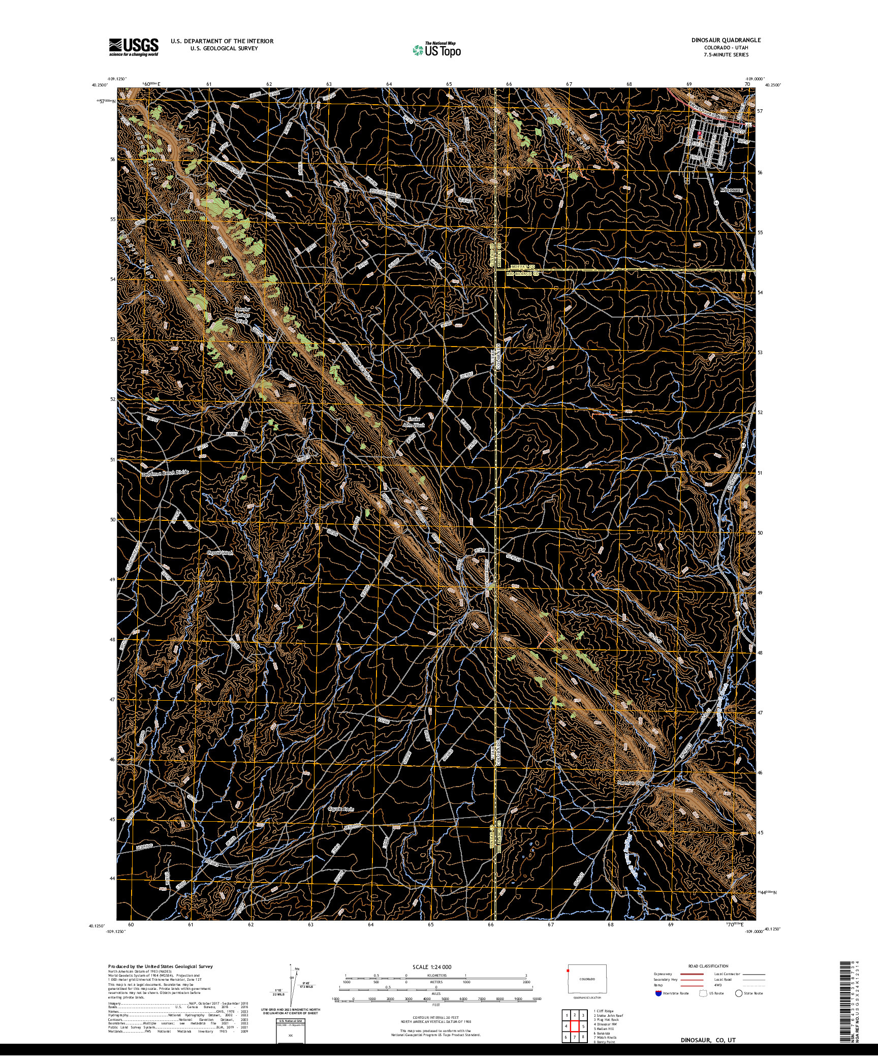 US TOPO 7.5-MINUTE MAP FOR DINOSAUR, CO,UT