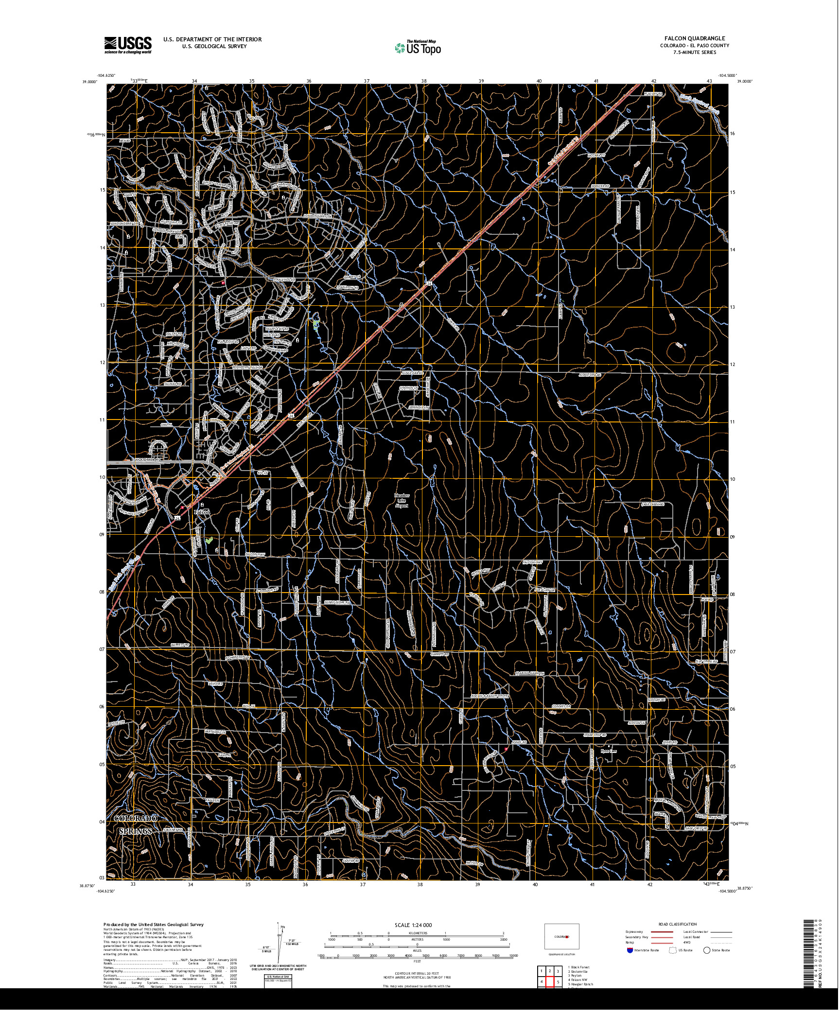 US TOPO 7.5-MINUTE MAP FOR FALCON, CO