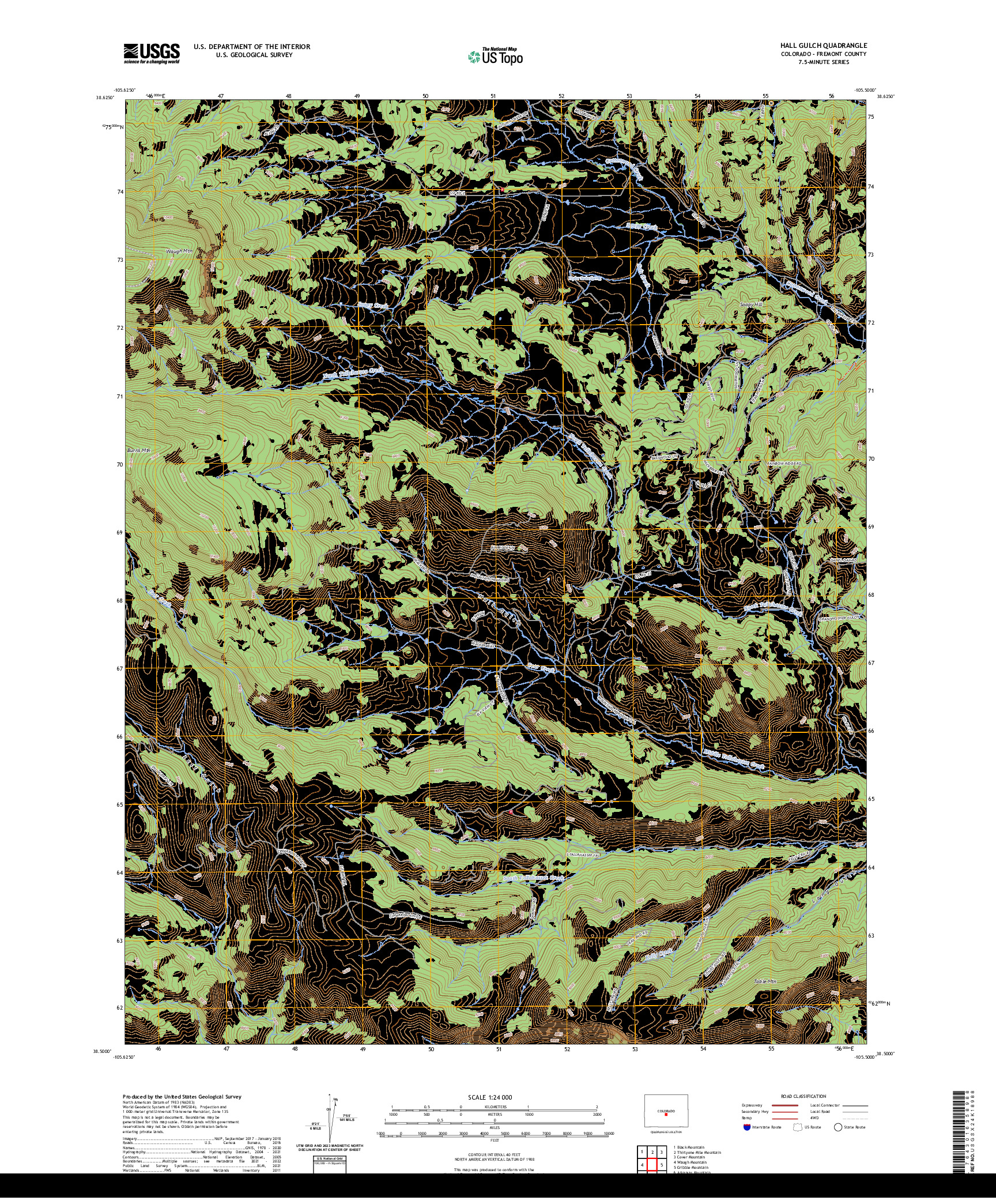 US TOPO 7.5-MINUTE MAP FOR HALL GULCH, CO