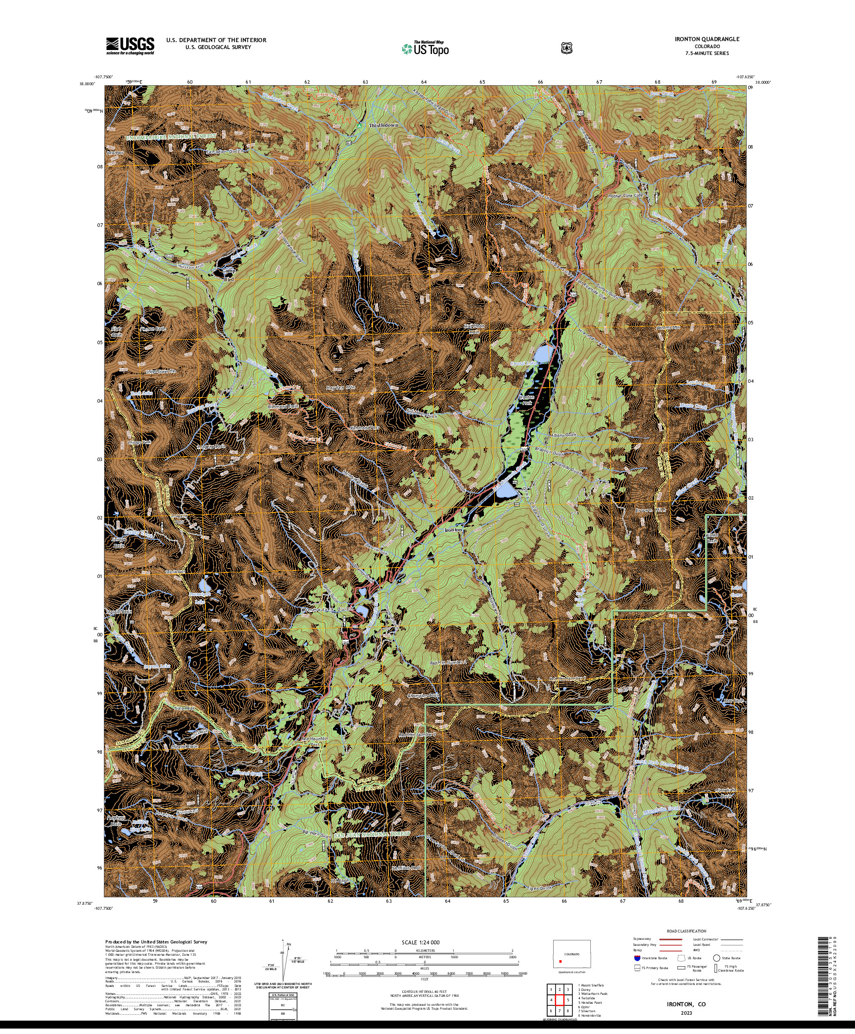 US TOPO 7.5-MINUTE MAP FOR IRONTON, CO