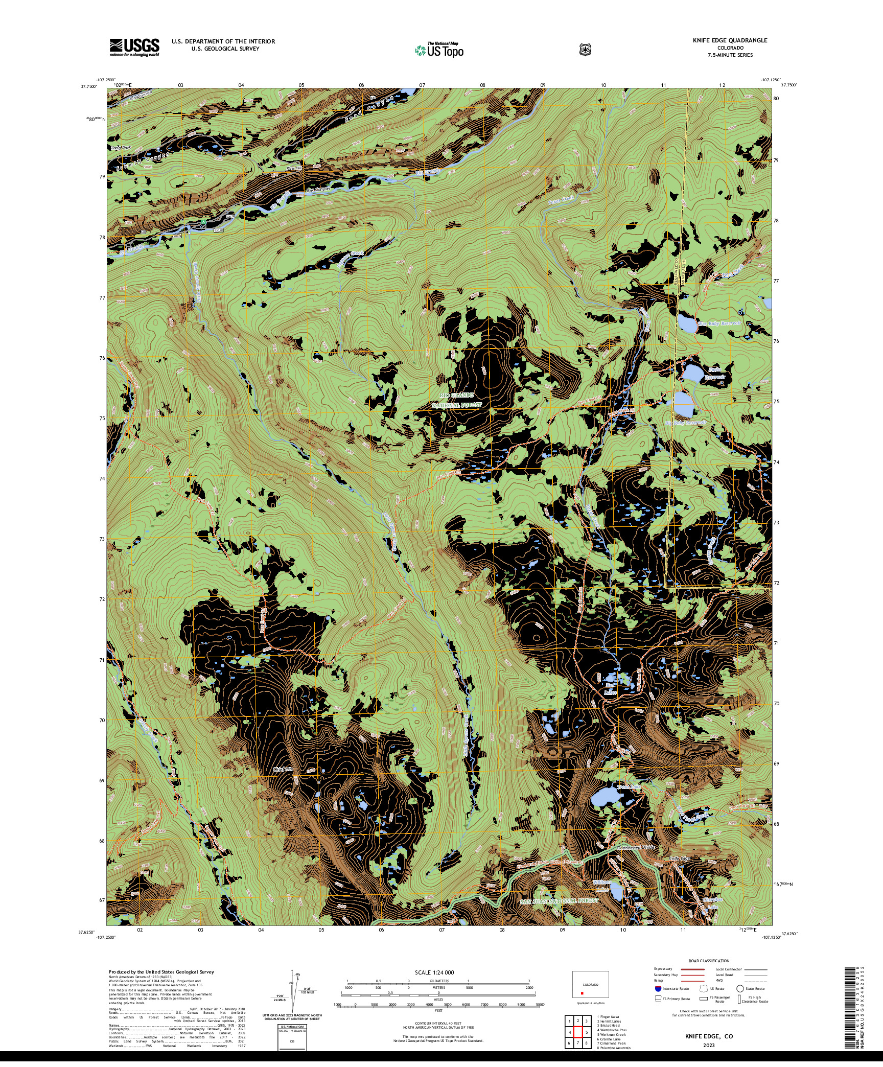 US TOPO 7.5-MINUTE MAP FOR KNIFE EDGE, CO