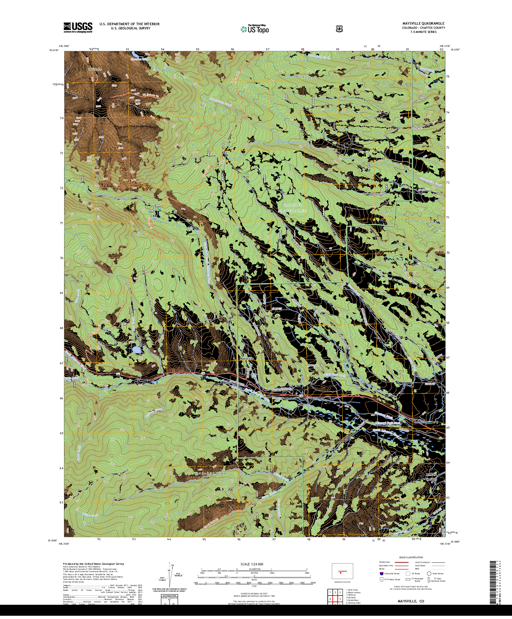 US TOPO 7.5-MINUTE MAP FOR MAYSVILLE, CO