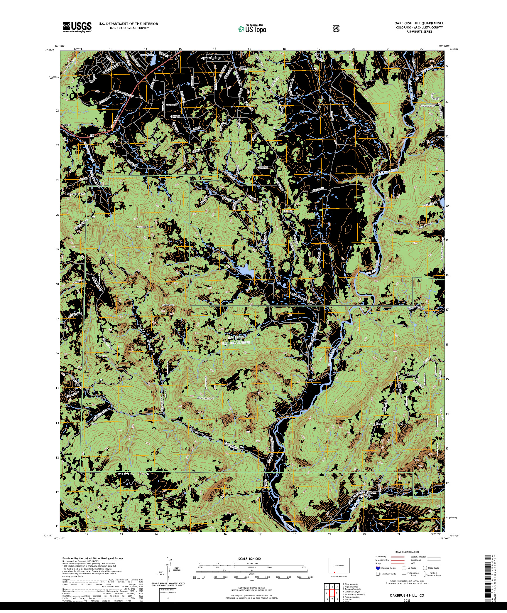 US TOPO 7.5-MINUTE MAP FOR OAKBRUSH HILL, CO