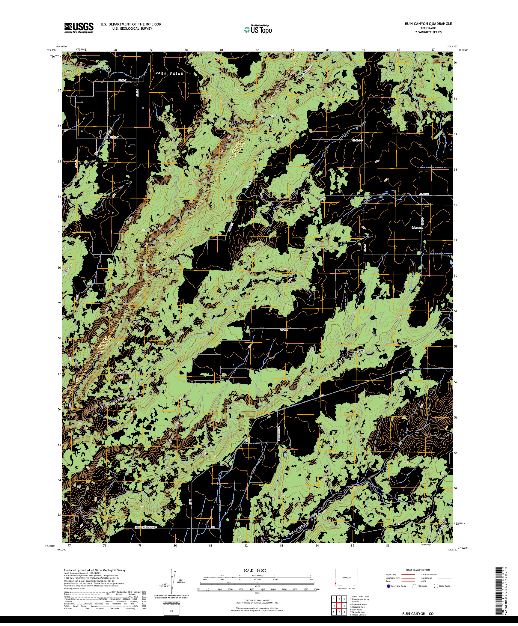 US TOPO 7.5-MINUTE MAP FOR RUIN CANYON, CO