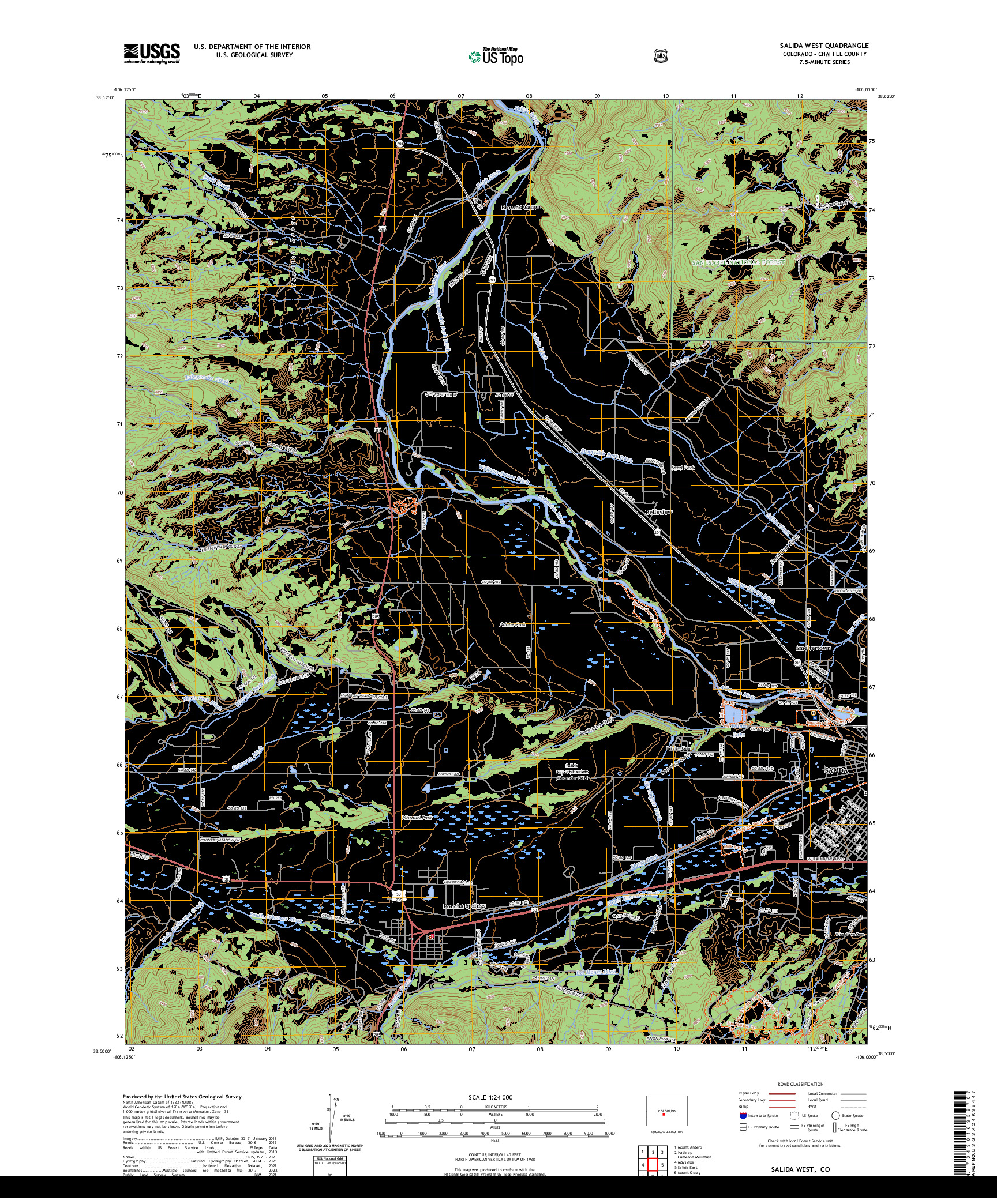 US TOPO 7.5-MINUTE MAP FOR SALIDA WEST, CO