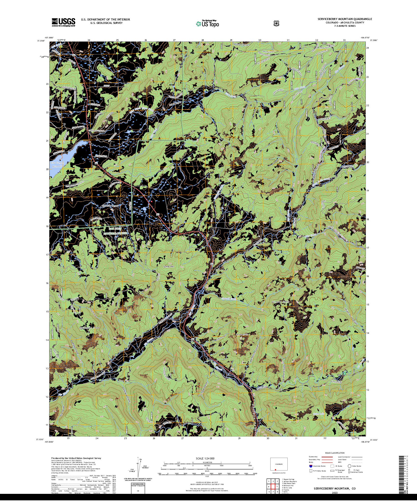 US TOPO 7.5-MINUTE MAP FOR SERVICEBERRY MOUNTAIN, CO