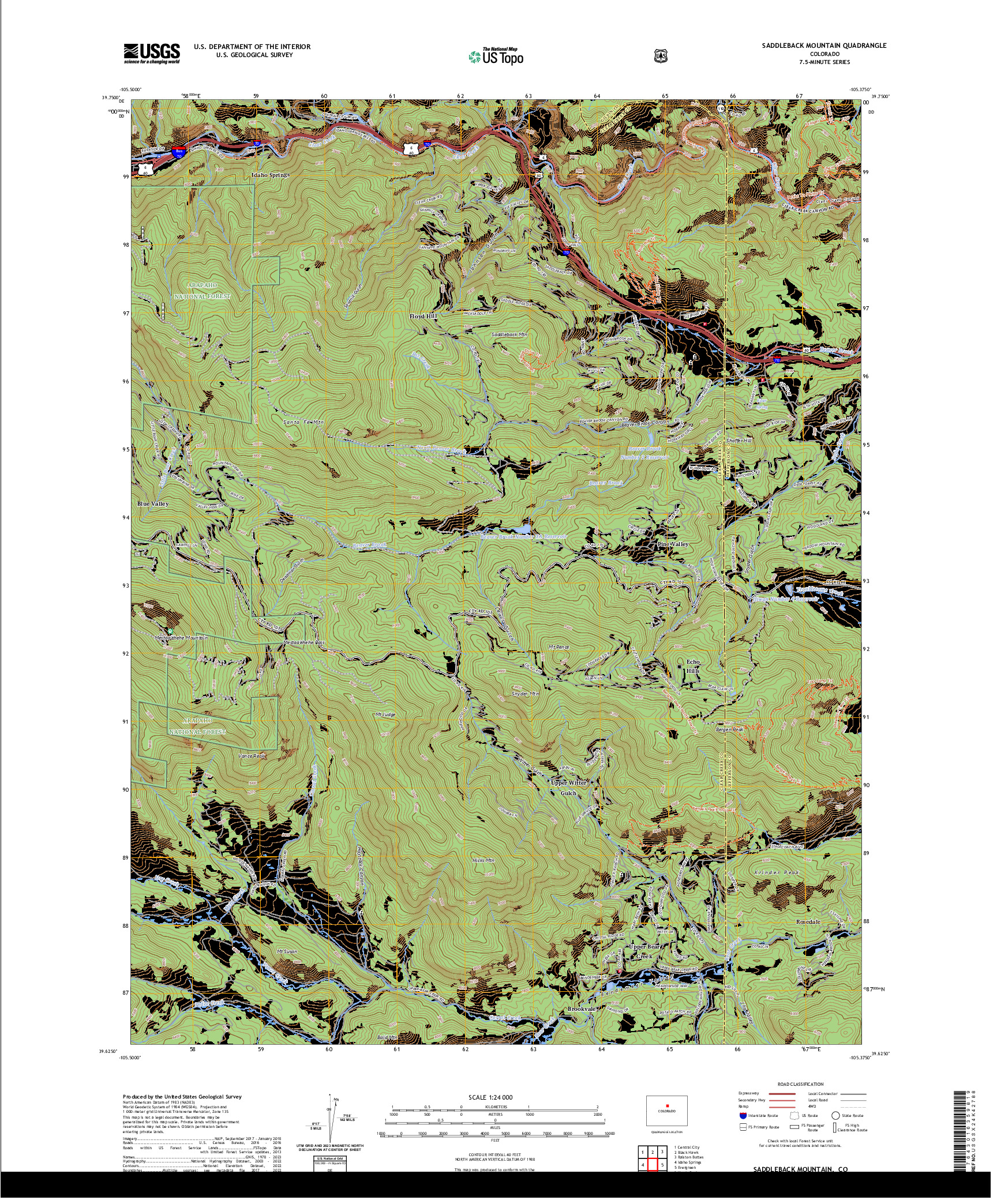 US TOPO 7.5-MINUTE MAP FOR SADDLEBACK MOUNTAIN, CO