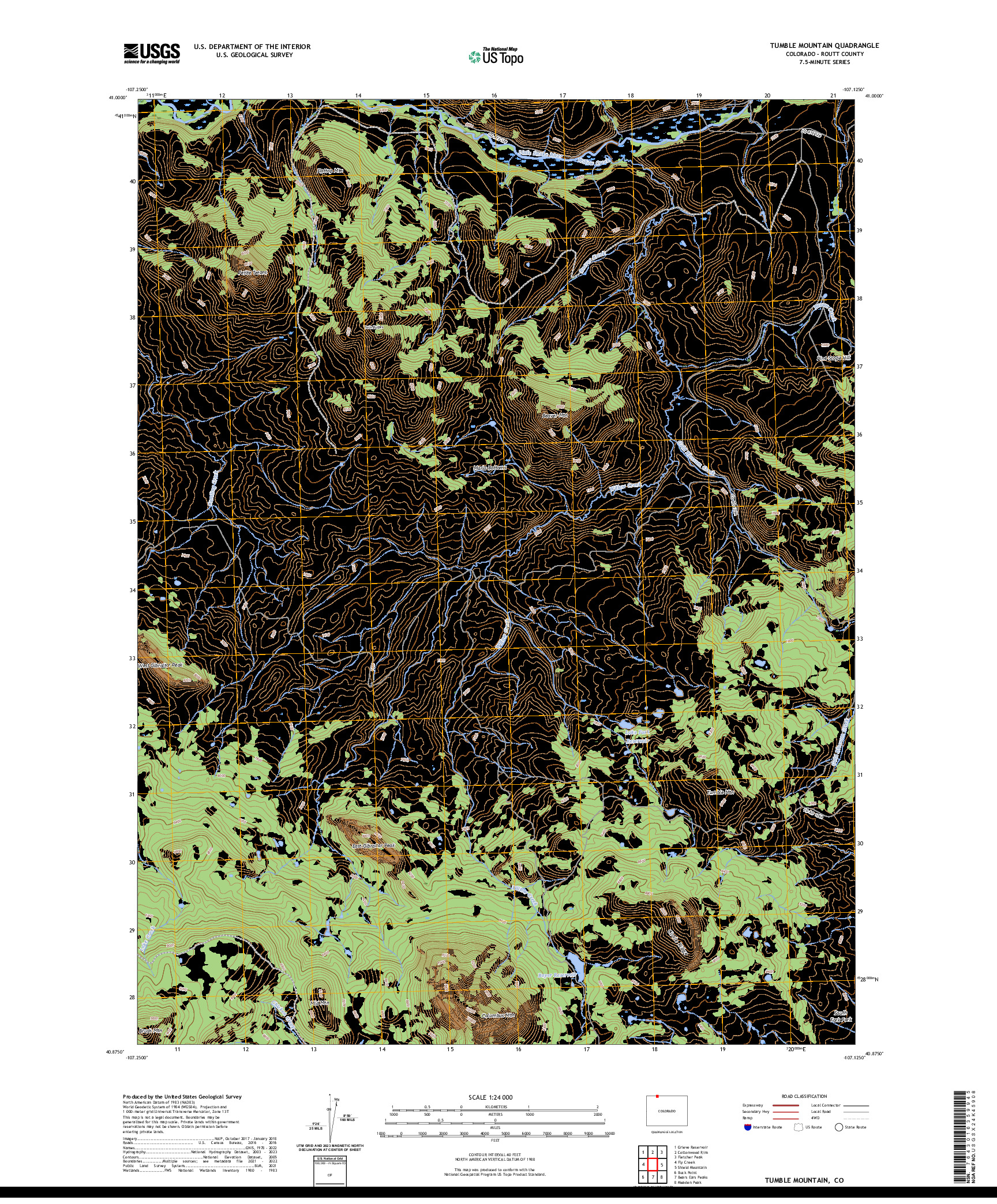 US TOPO 7.5-MINUTE MAP FOR TUMBLE MOUNTAIN, CO