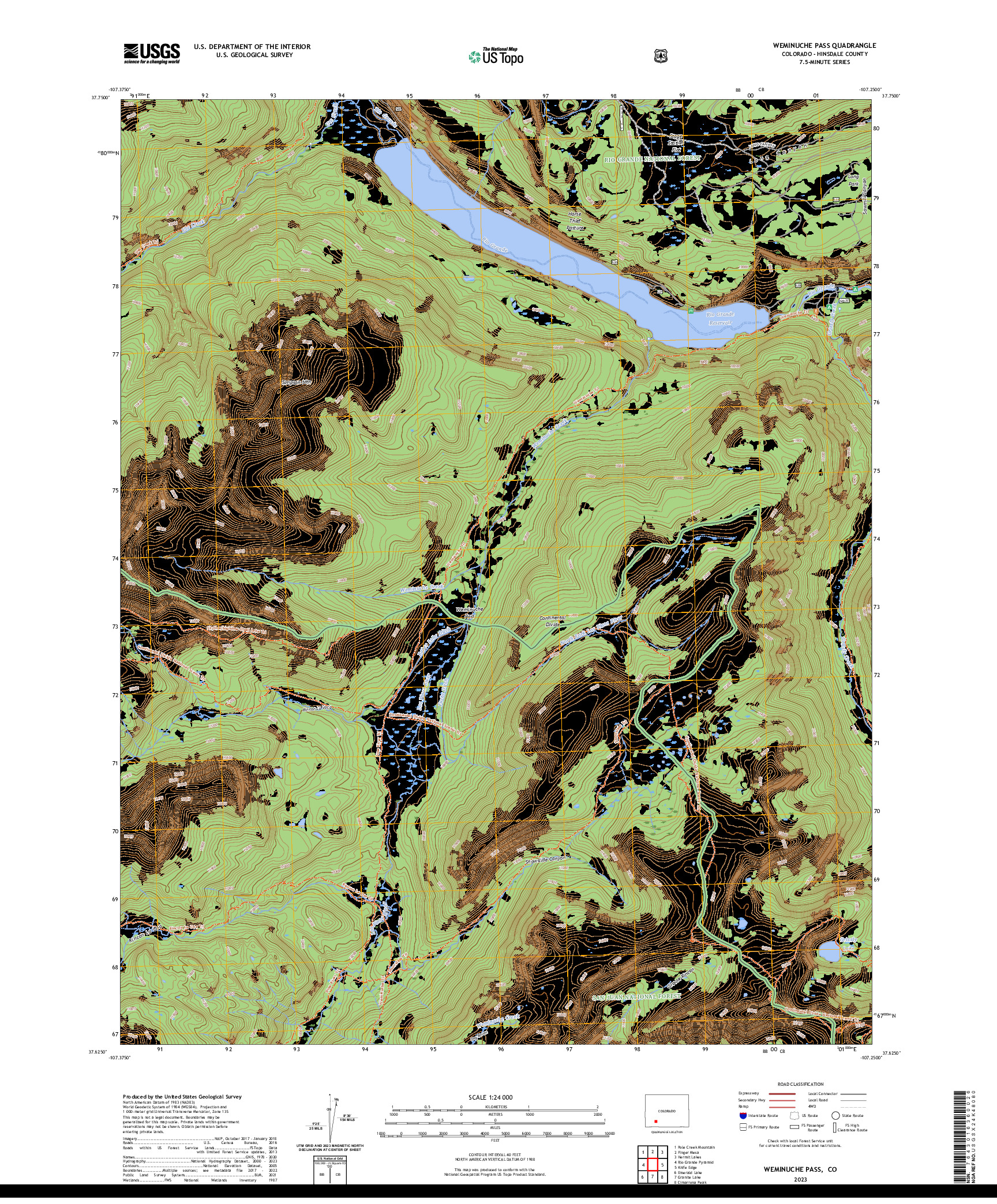 US TOPO 7.5-MINUTE MAP FOR WEMINUCHE PASS, CO