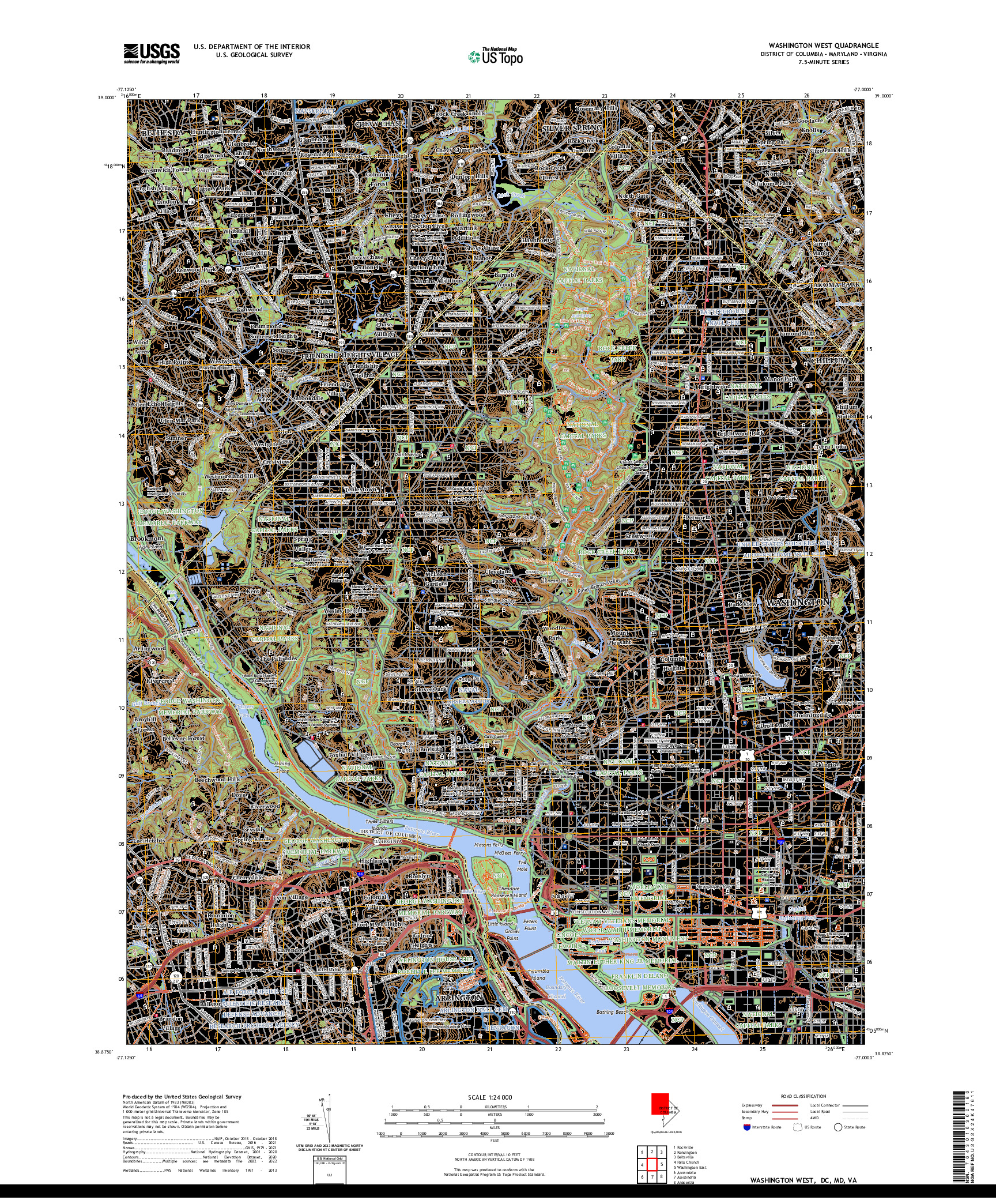 US TOPO 7.5-MINUTE MAP FOR WASHINGTON WEST, DC,MD,VA