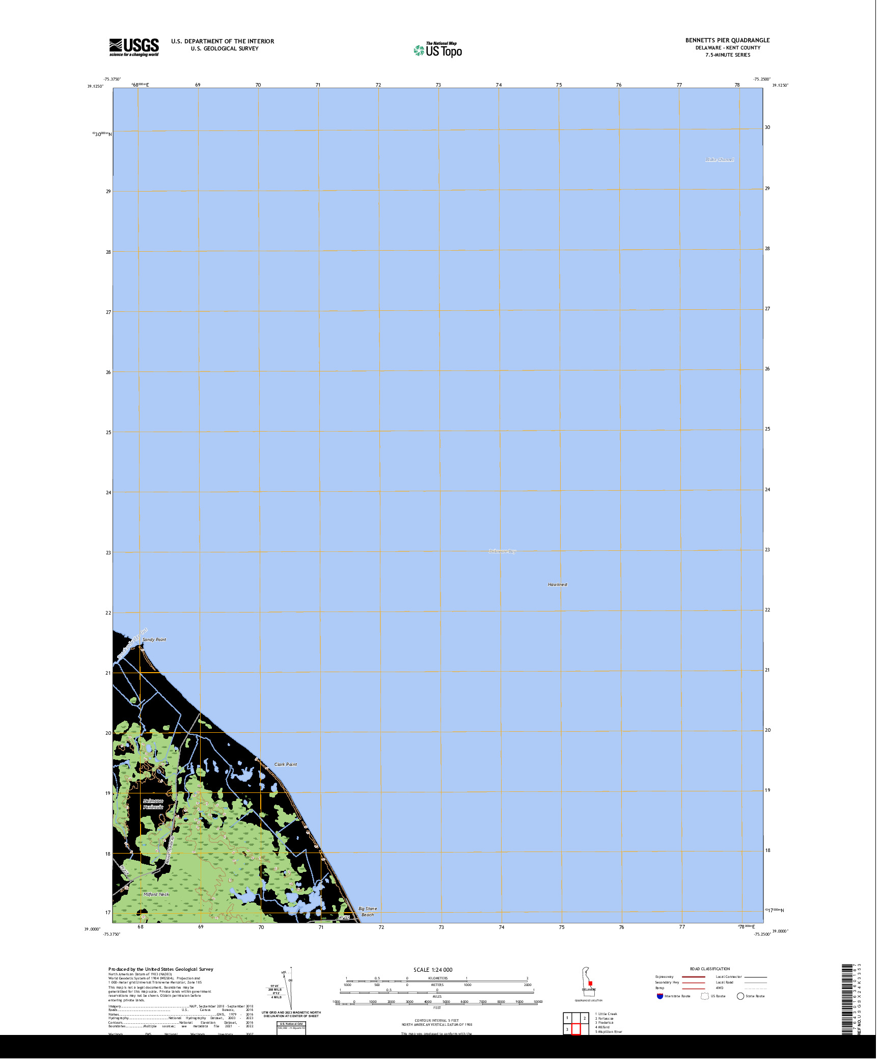 US TOPO 7.5-MINUTE MAP FOR BENNETTS PIER, DE