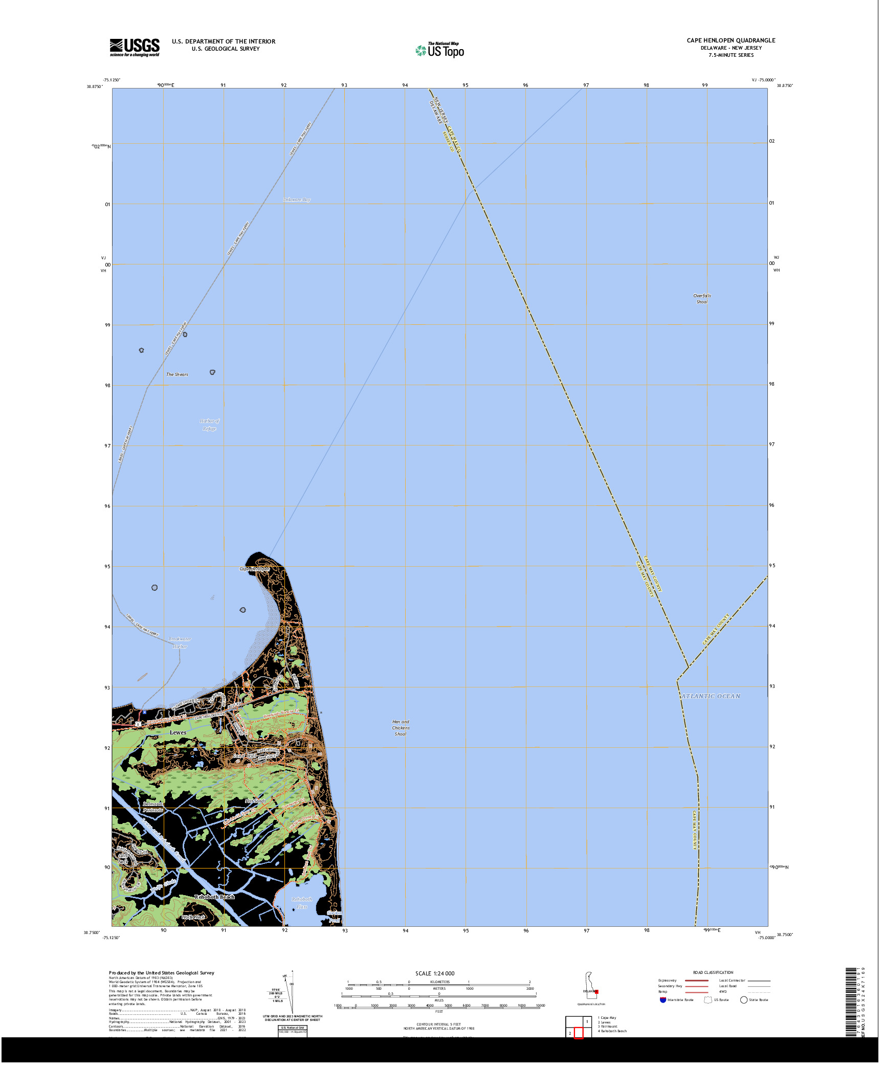 US TOPO 7.5-MINUTE MAP FOR CAPE HENLOPEN, DE,NJ