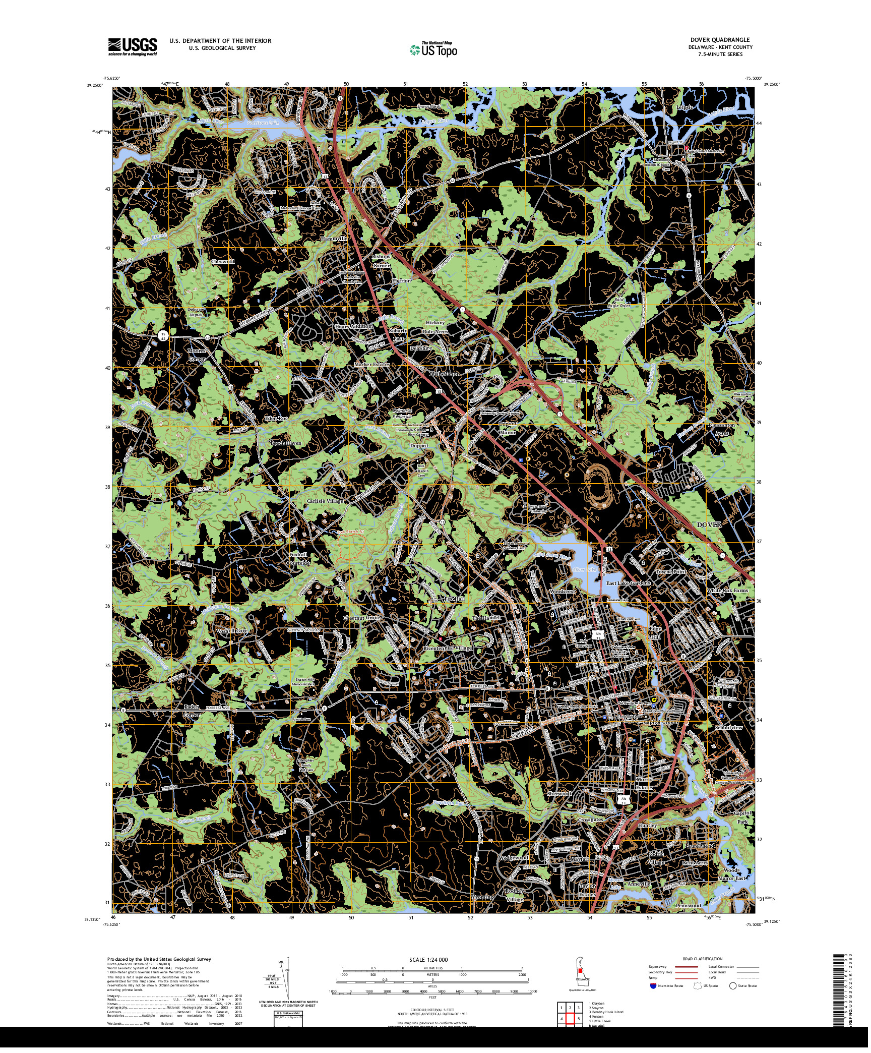 US TOPO 7.5-MINUTE MAP FOR DOVER, DE