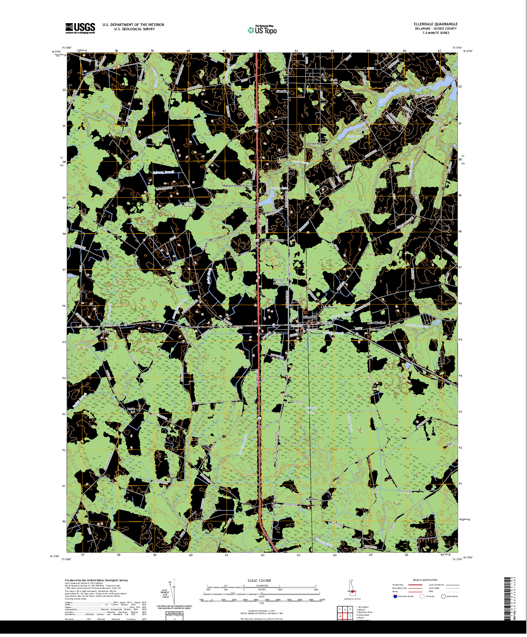 US TOPO 7.5-MINUTE MAP FOR ELLENDALE, DE