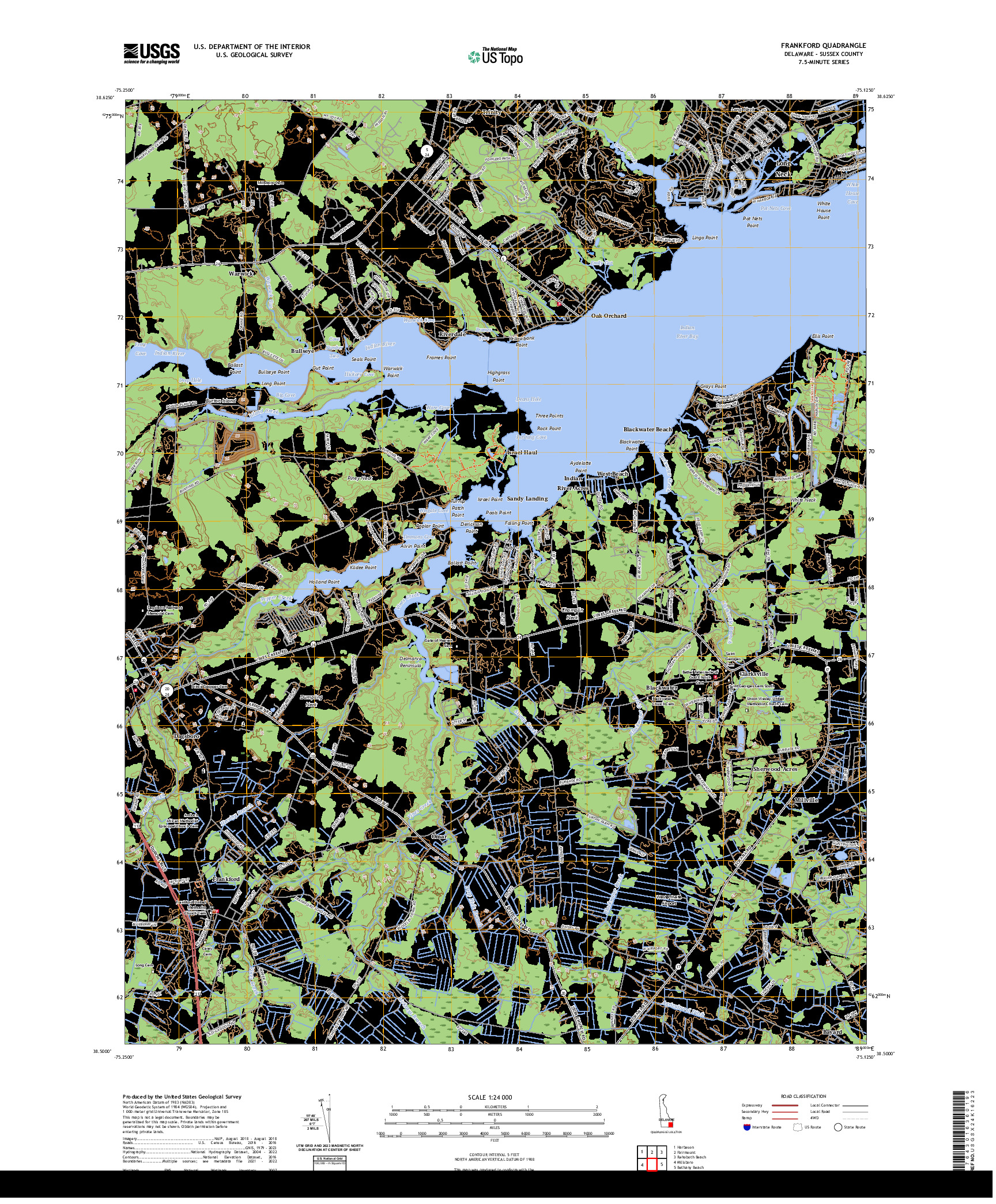 US TOPO 7.5-MINUTE MAP FOR FRANKFORD, DE