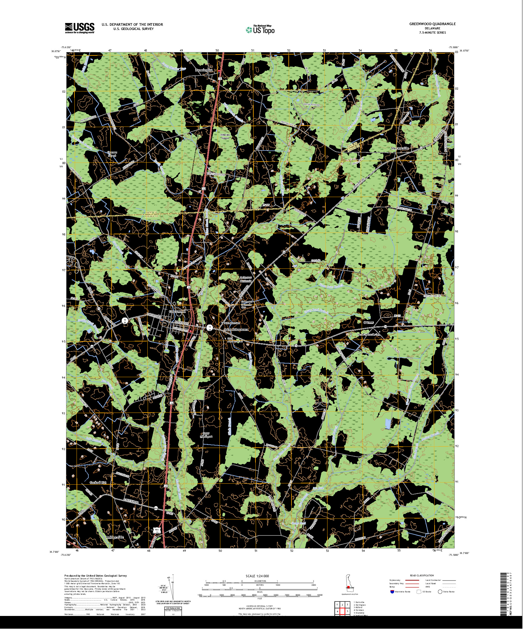 US TOPO 7.5-MINUTE MAP FOR GREENWOOD, DE