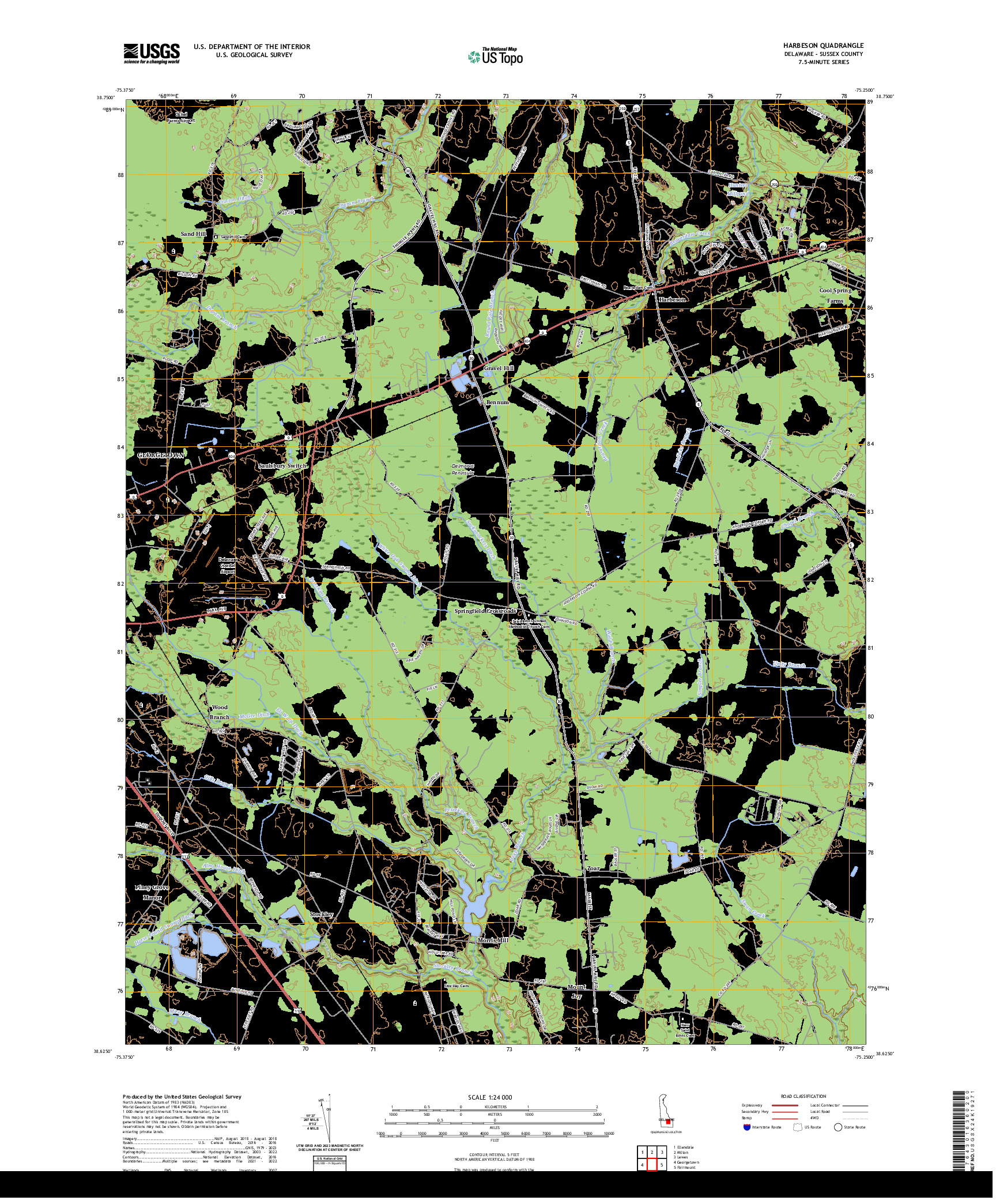 US TOPO 7.5-MINUTE MAP FOR HARBESON, DE