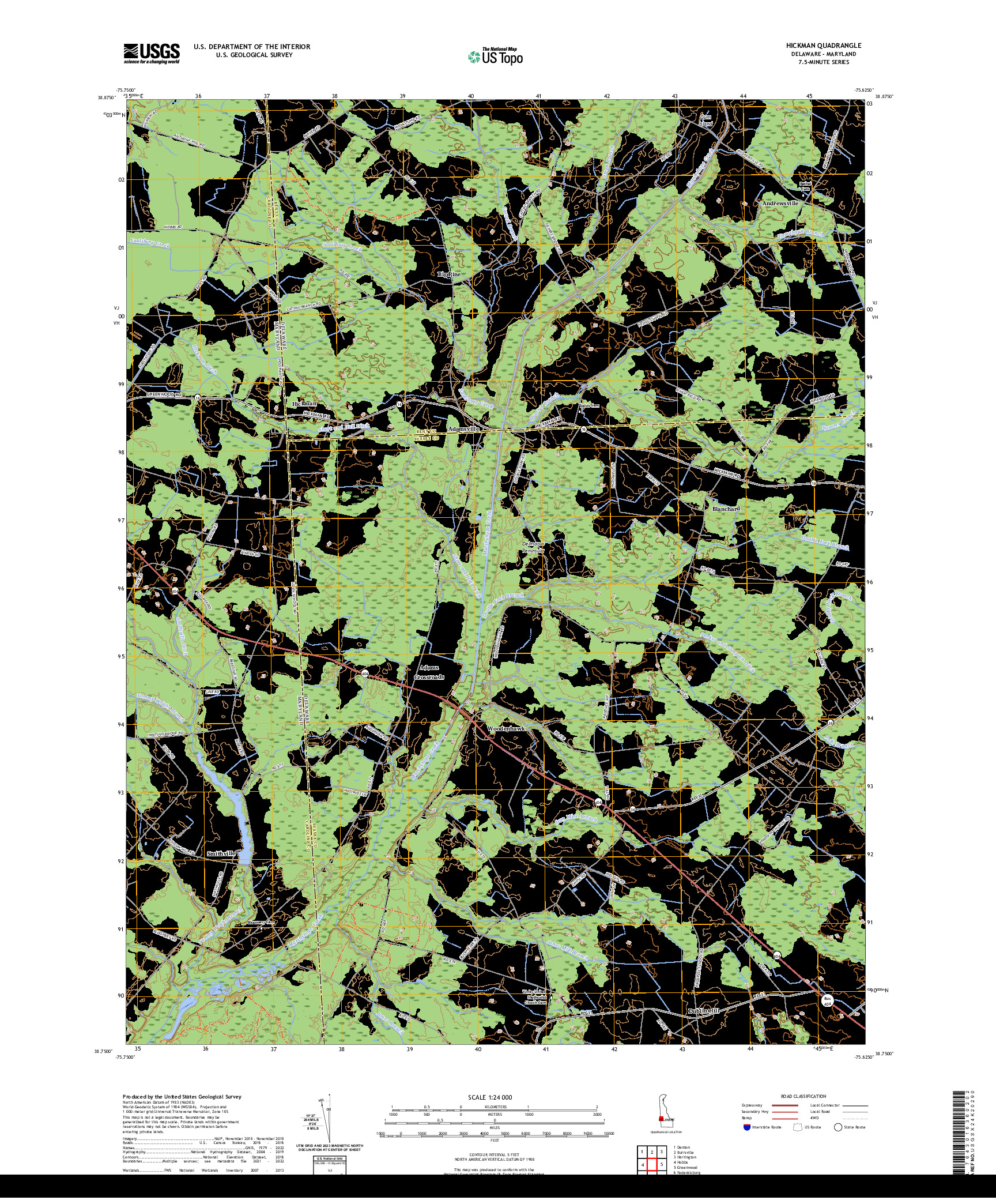 US TOPO 7.5-MINUTE MAP FOR HICKMAN, DE,MD