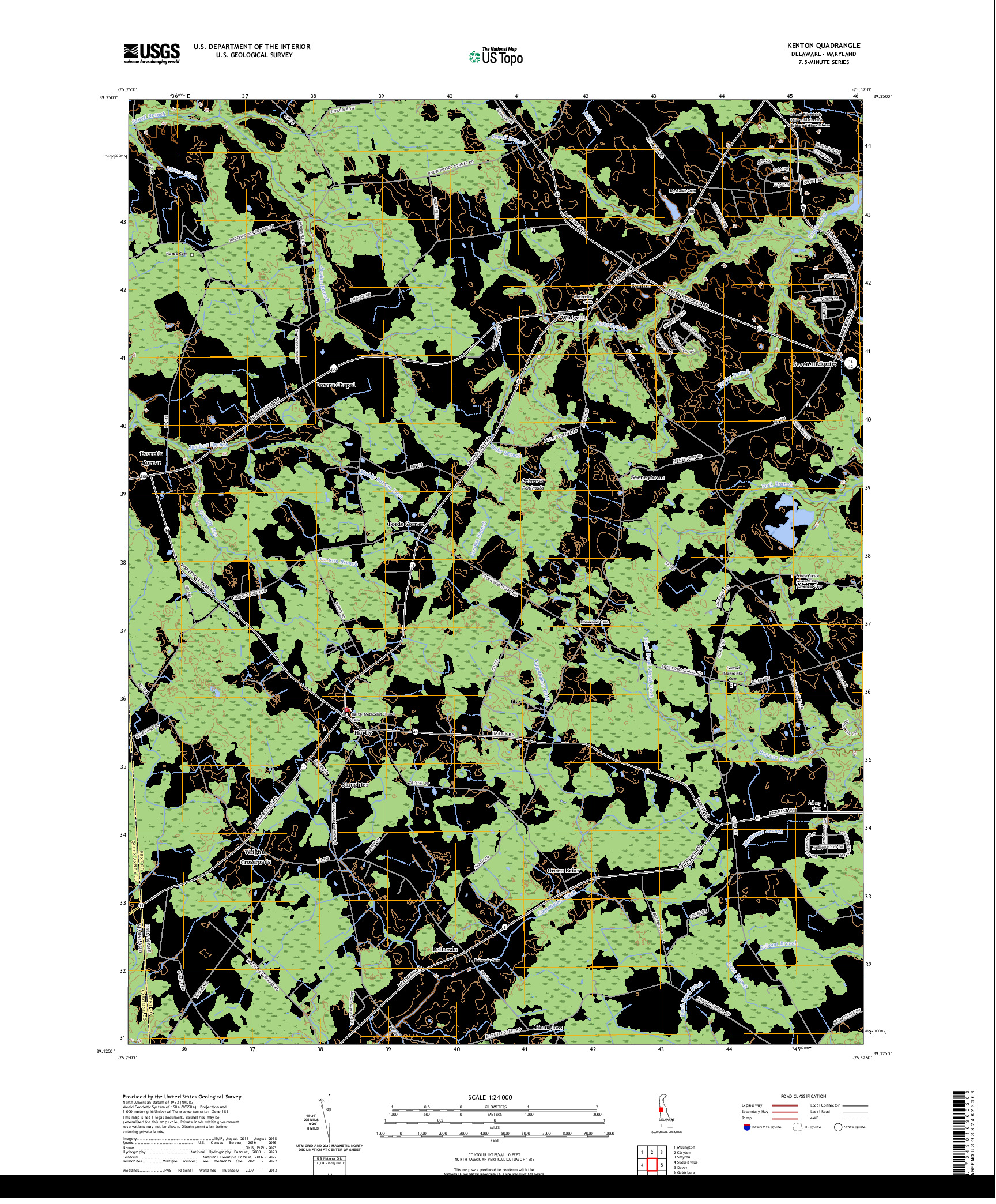 US TOPO 7.5-MINUTE MAP FOR KENTON, DE,MD