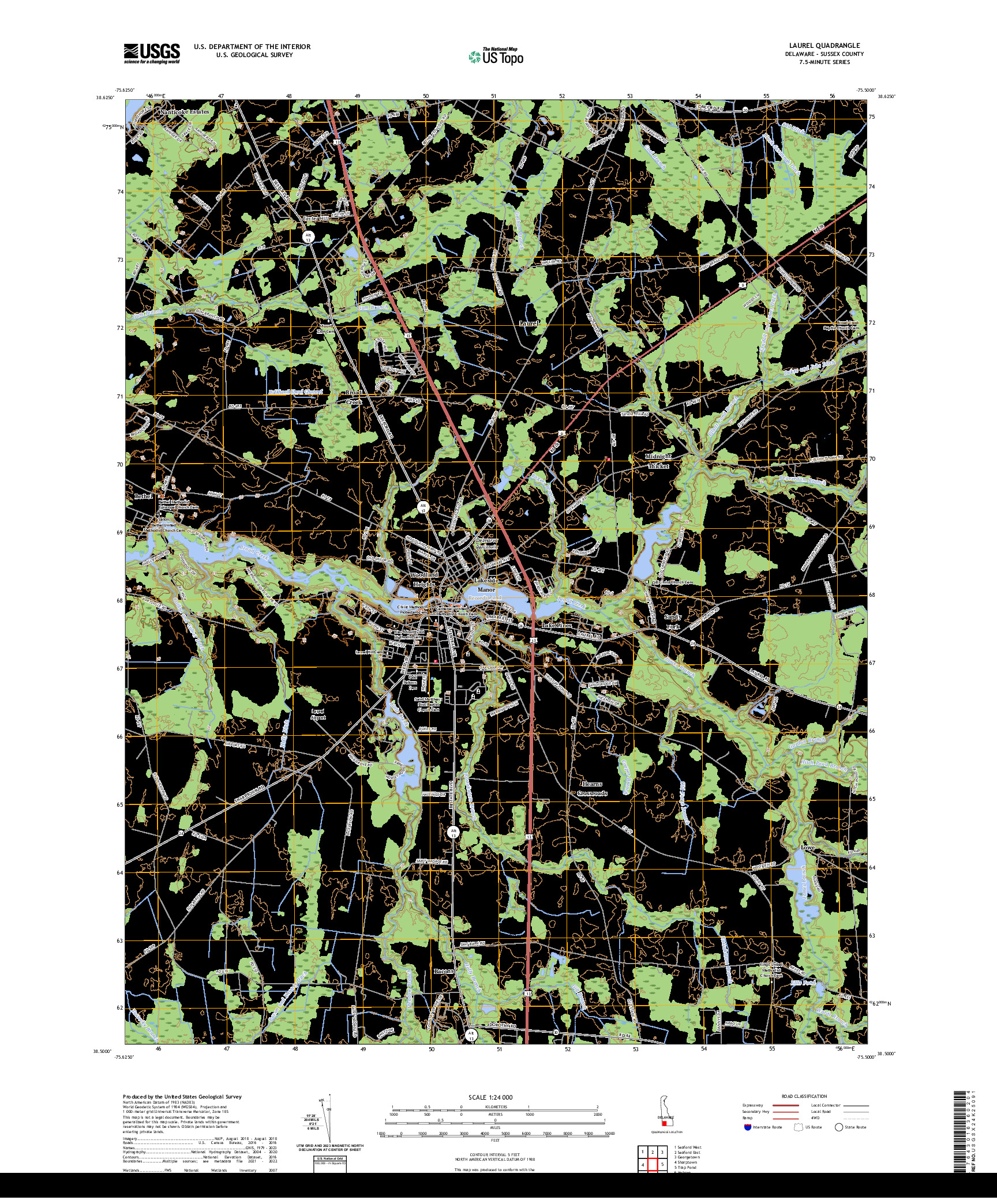 US TOPO 7.5-MINUTE MAP FOR LAUREL, DE