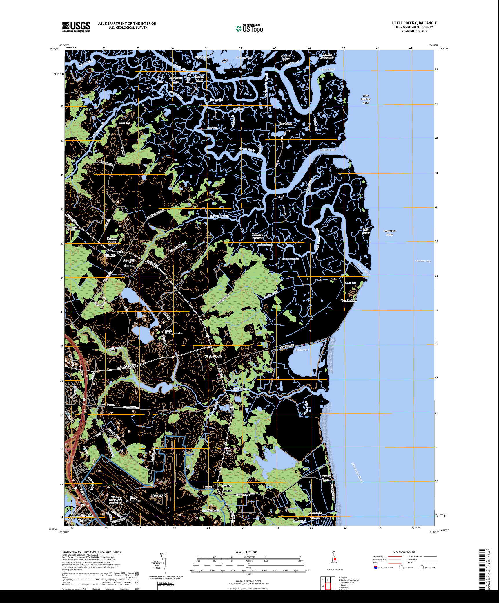 US TOPO 7.5-MINUTE MAP FOR LITTLE CREEK, DE