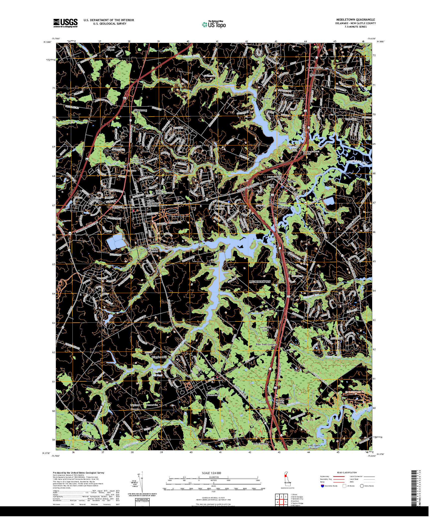 US TOPO 7.5-MINUTE MAP FOR MIDDLETOWN, DE