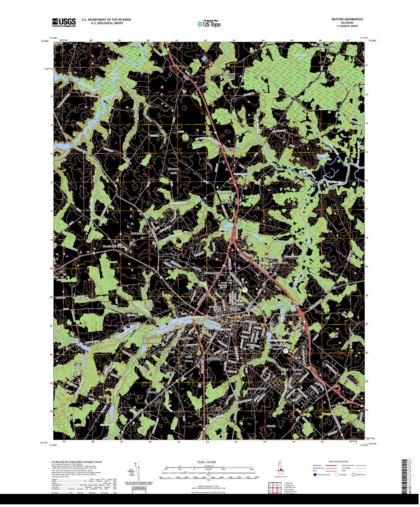 US TOPO 7.5-MINUTE MAP FOR MILFORD, DE