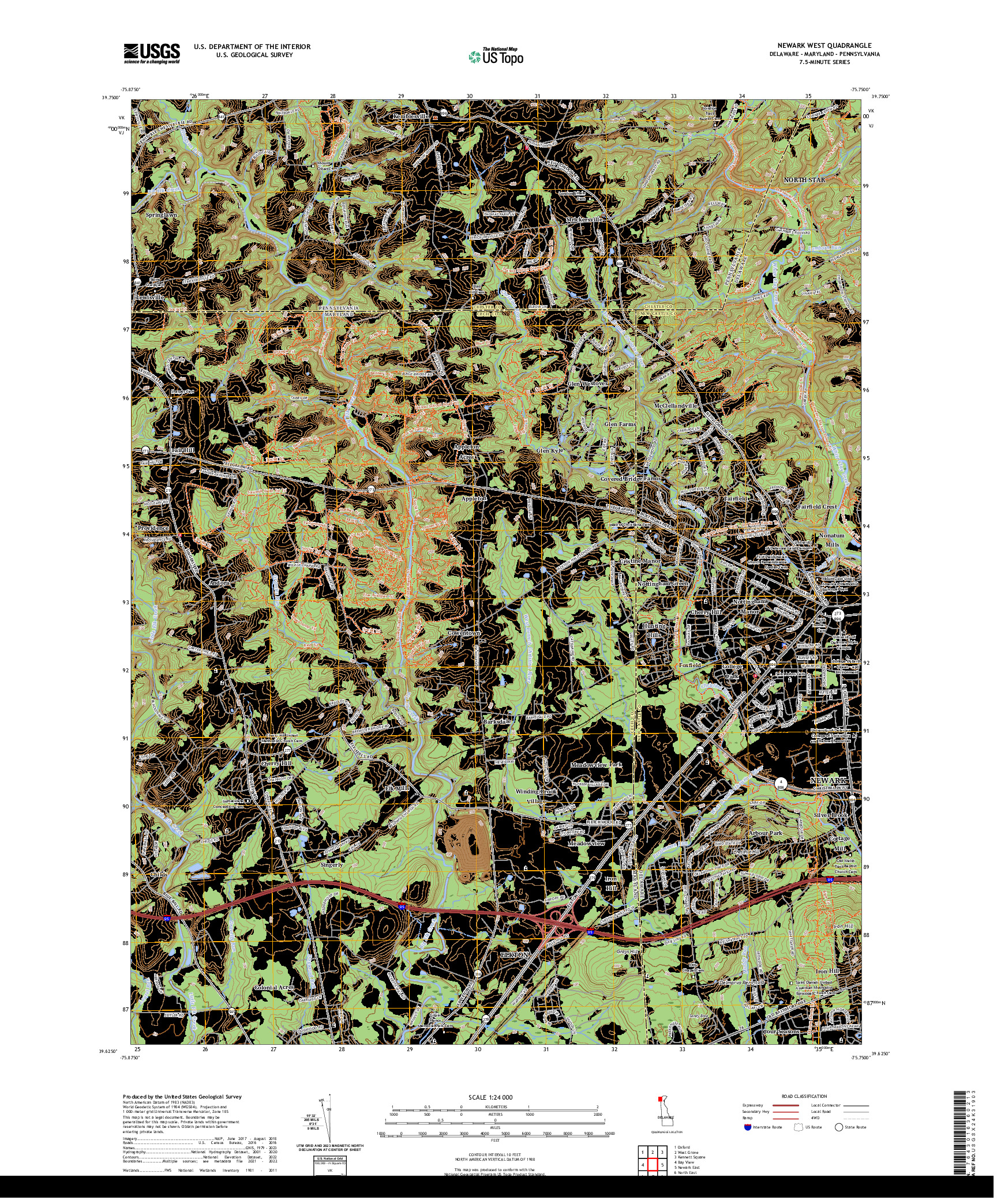 US TOPO 7.5-MINUTE MAP FOR NEWARK WEST, DE,MD,PA