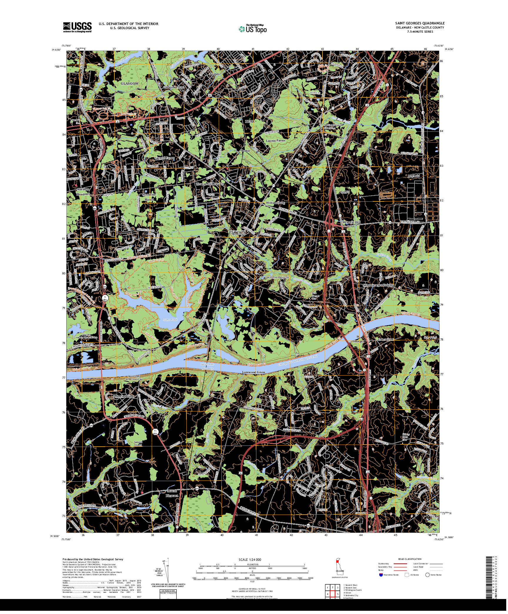 US TOPO 7.5-MINUTE MAP FOR SAINT GEORGES, DE