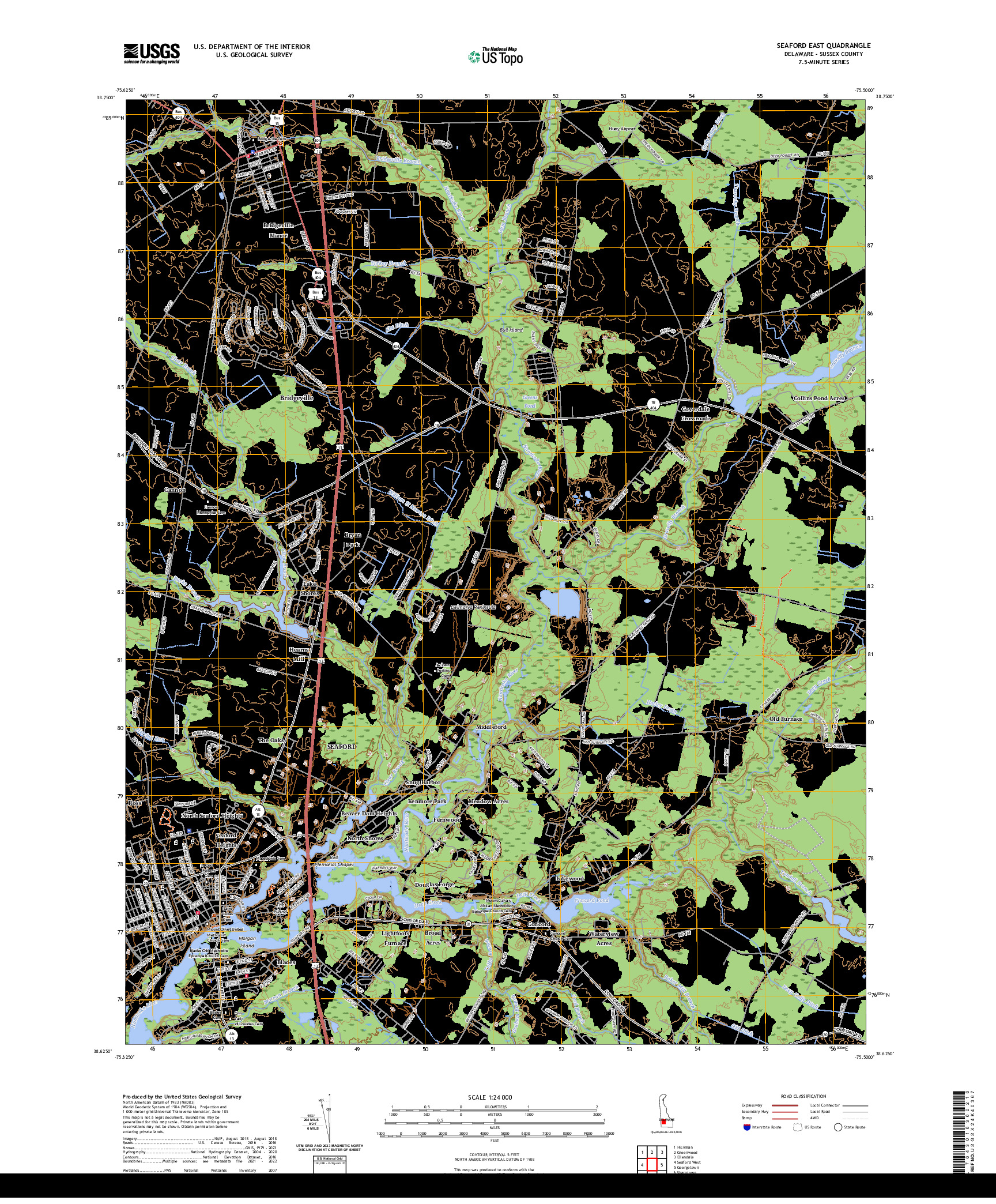 US TOPO 7.5-MINUTE MAP FOR SEAFORD EAST, DE