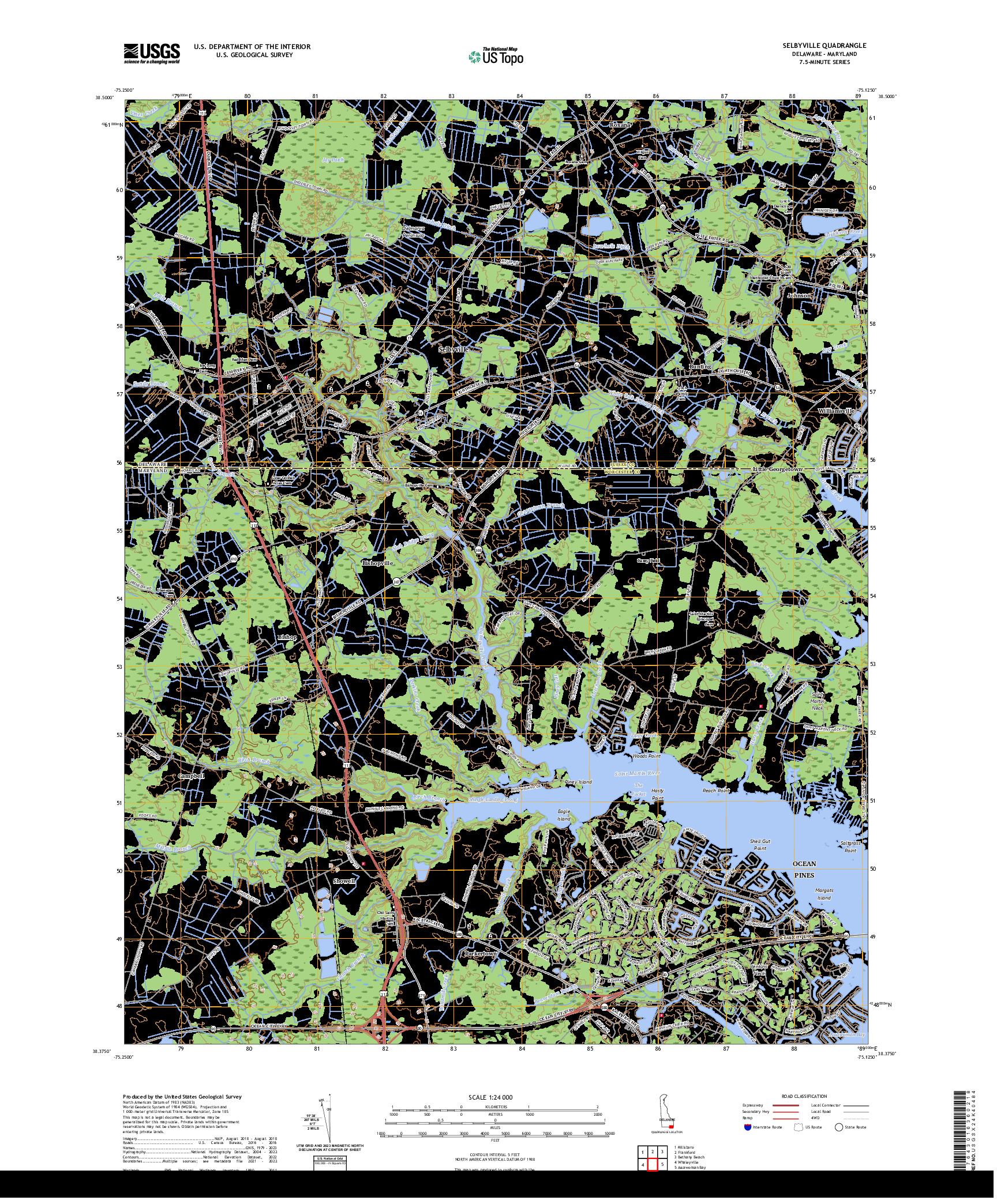 US TOPO 7.5-MINUTE MAP FOR SELBYVILLE, DE,MD