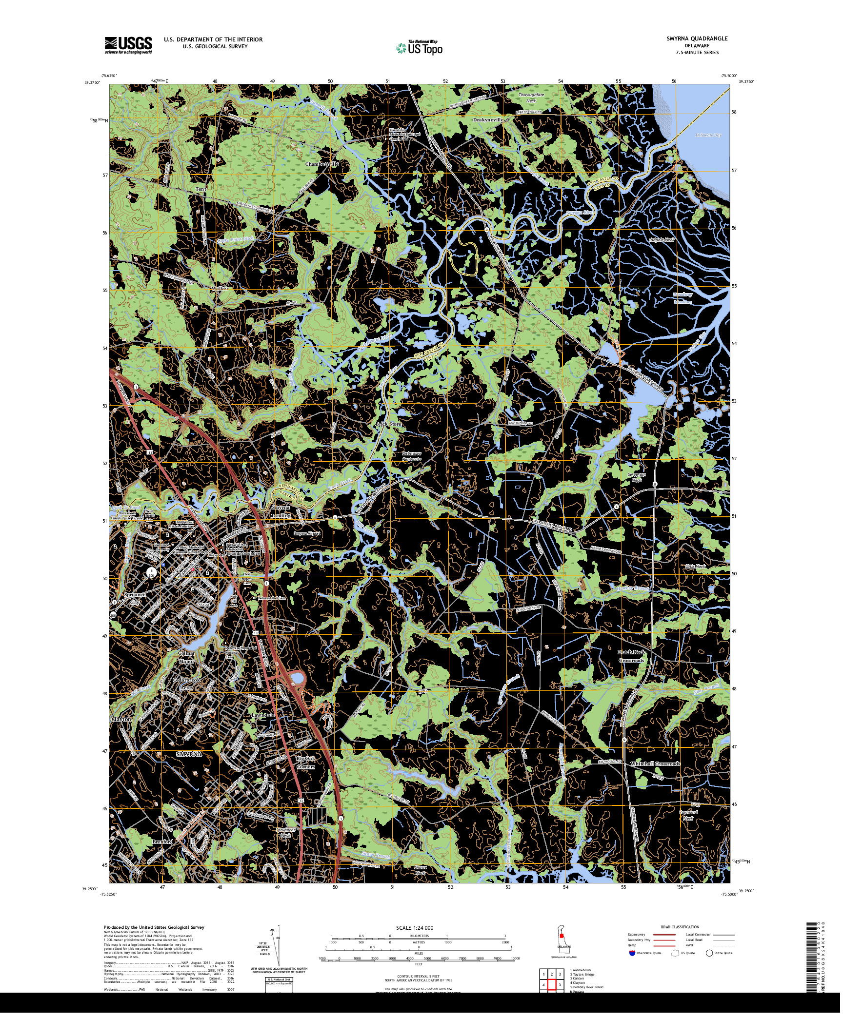 US TOPO 7.5-MINUTE MAP FOR SMYRNA, DE