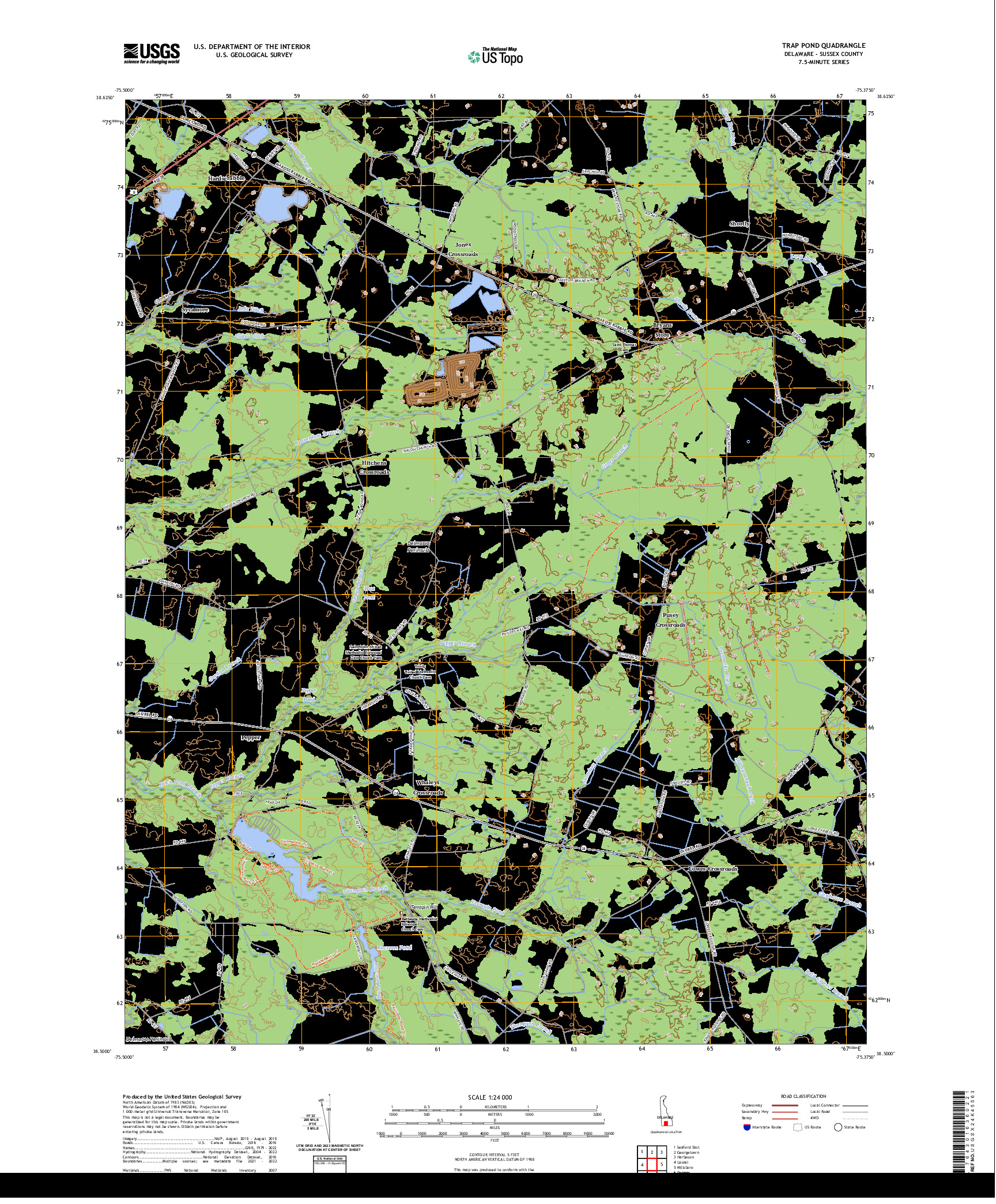 US TOPO 7.5-MINUTE MAP FOR TRAP POND, DE