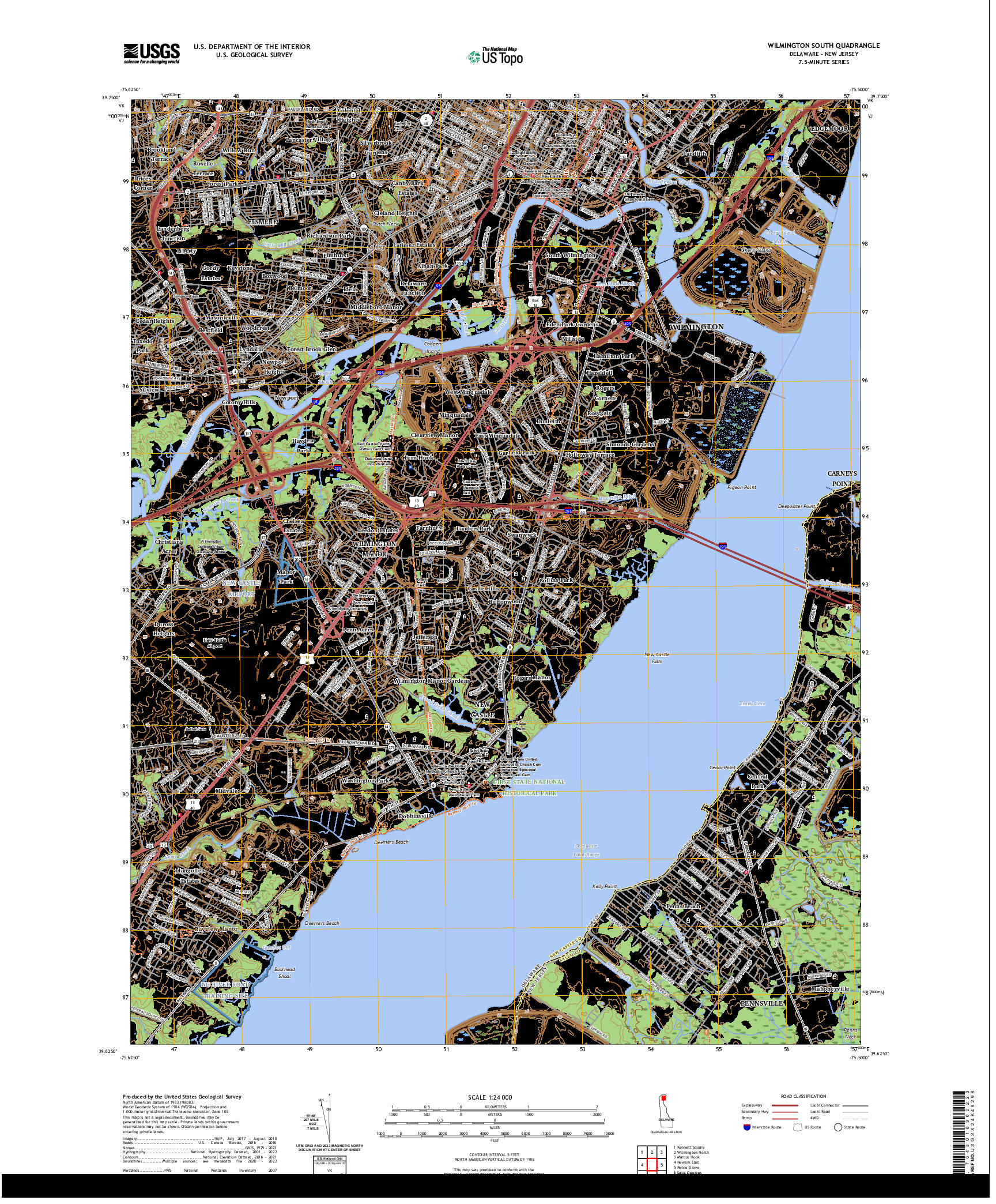 US TOPO 7.5-MINUTE MAP FOR WILMINGTON SOUTH, DE,NJ