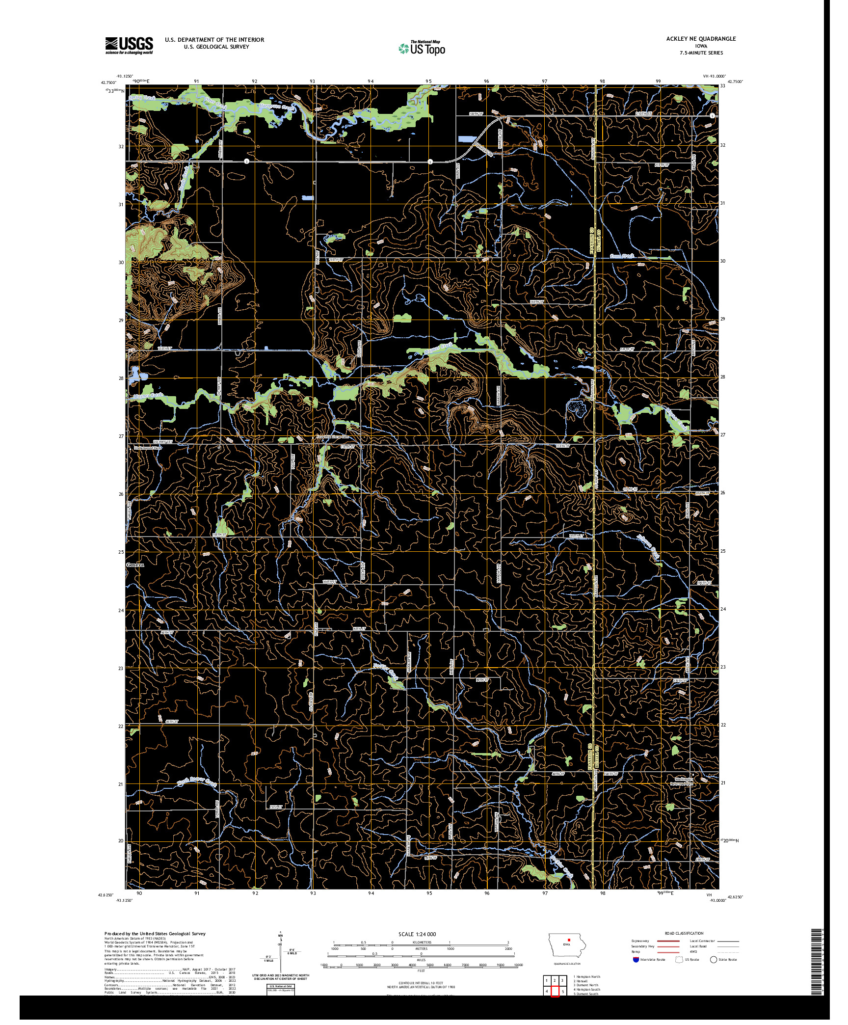 US TOPO 7.5-MINUTE MAP FOR ACKLEY NE, IA