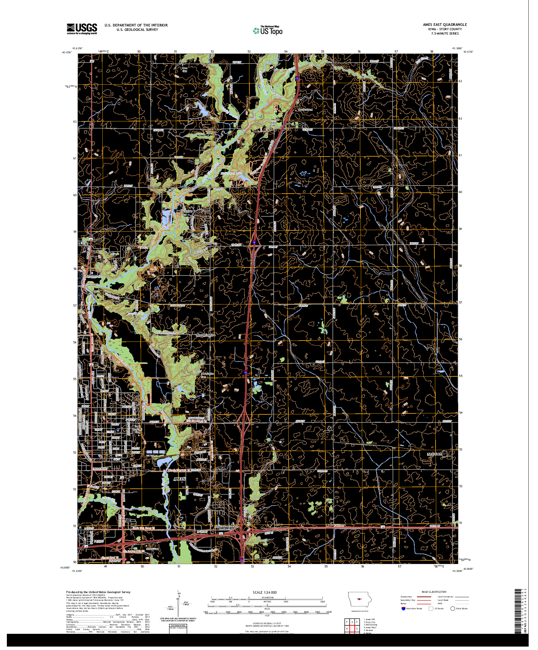 US TOPO 7.5-MINUTE MAP FOR AMES EAST, IA