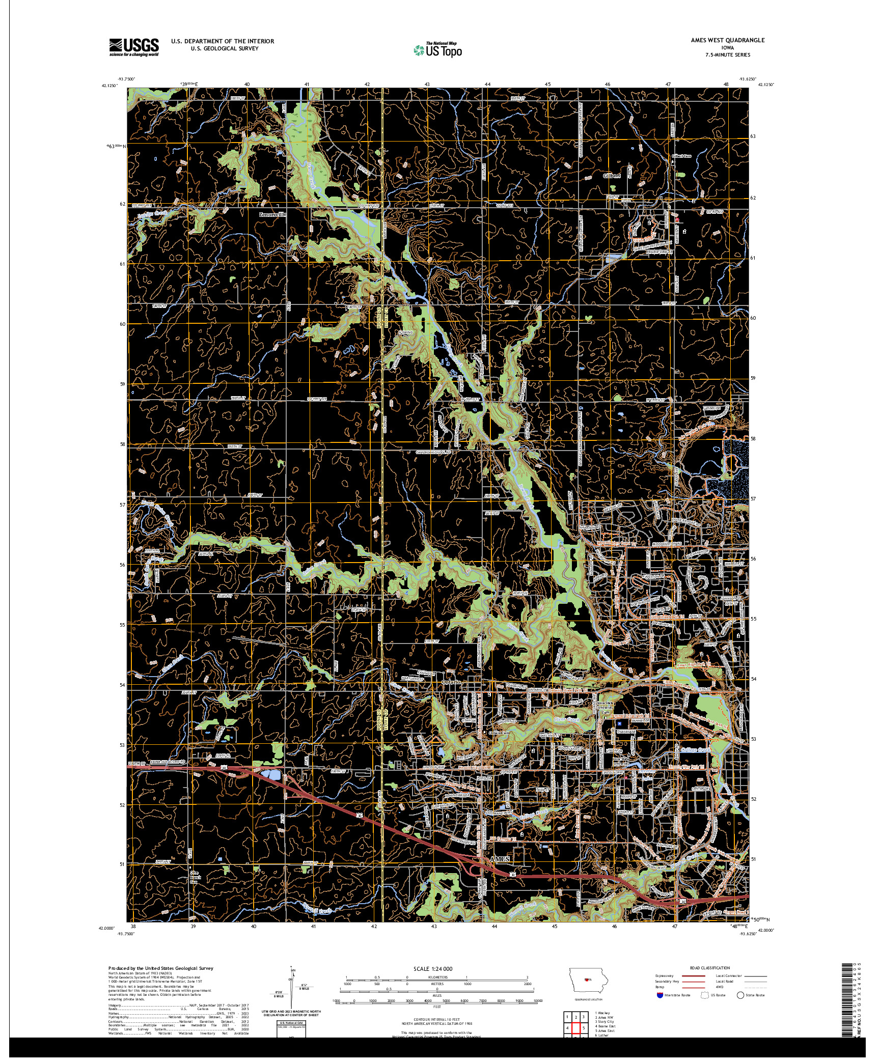 US TOPO 7.5-MINUTE MAP FOR AMES WEST, IA